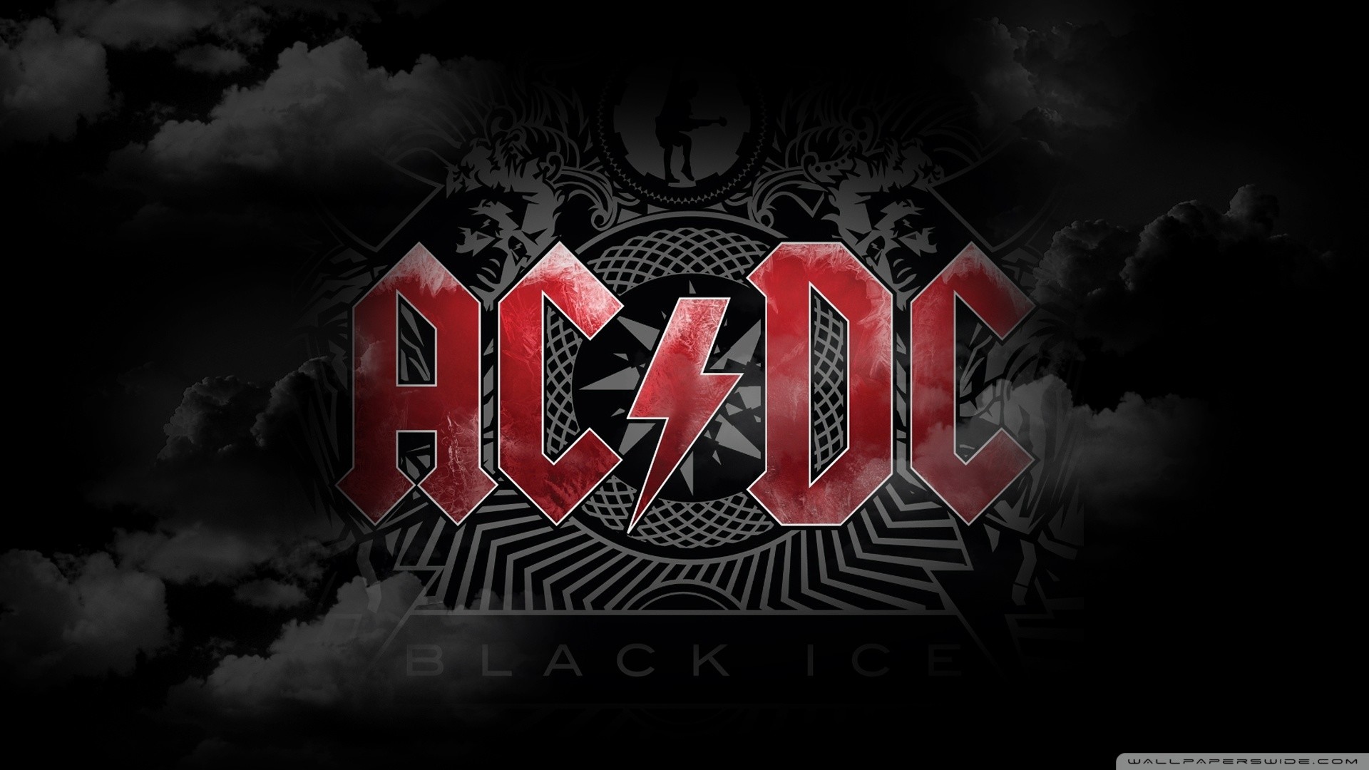 AC/DC, Black Ice, Logo rosso, Sfondo scuro, Full HD, wallpaper per PC