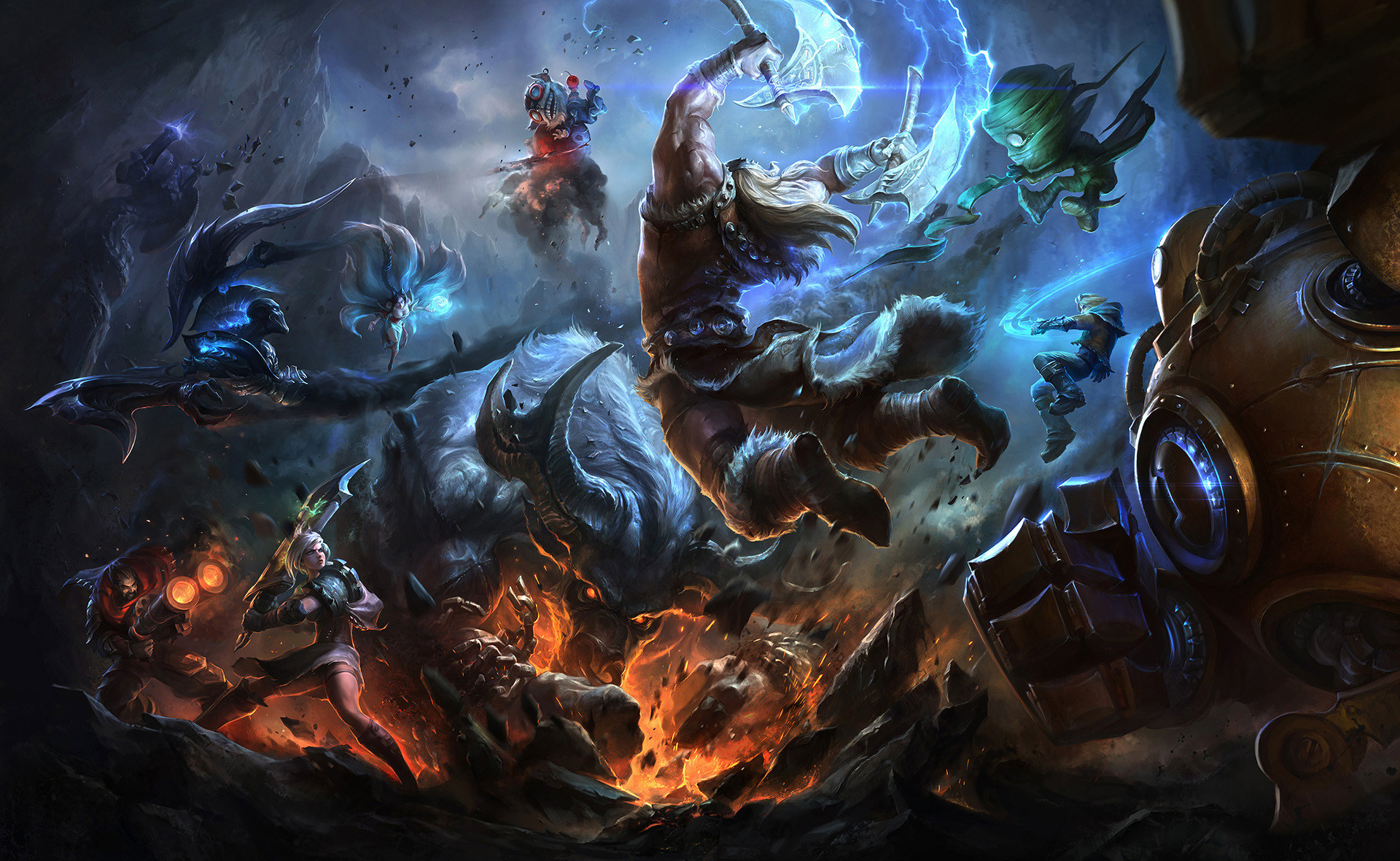 League of Legends, Campioni, Battaglia, Arte ufficiale, Full HD, sfondo per PC