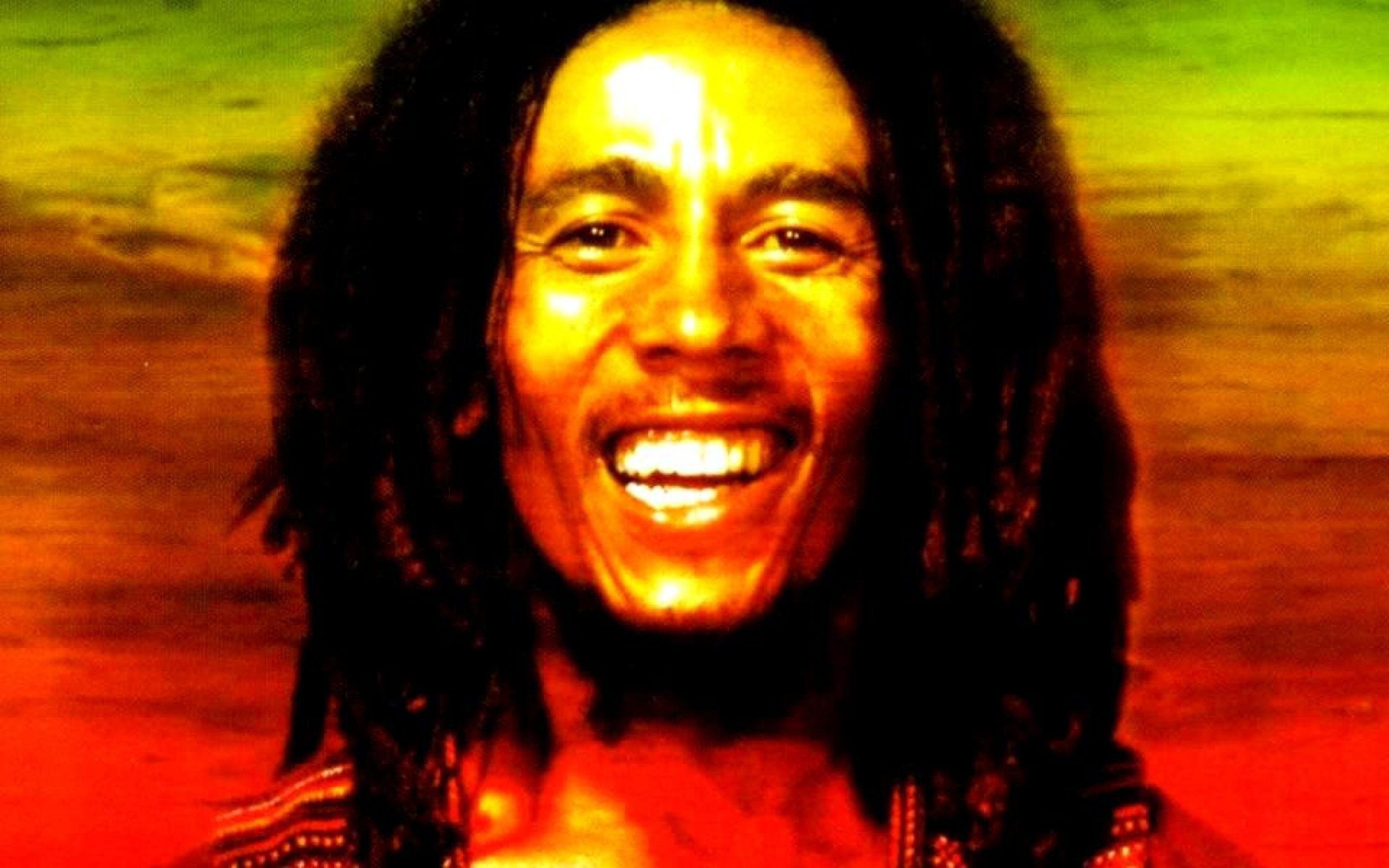 Bob Marley, Risata, Ritratto, Rosso e giallo, 16:10 2K, sfondo widescreen