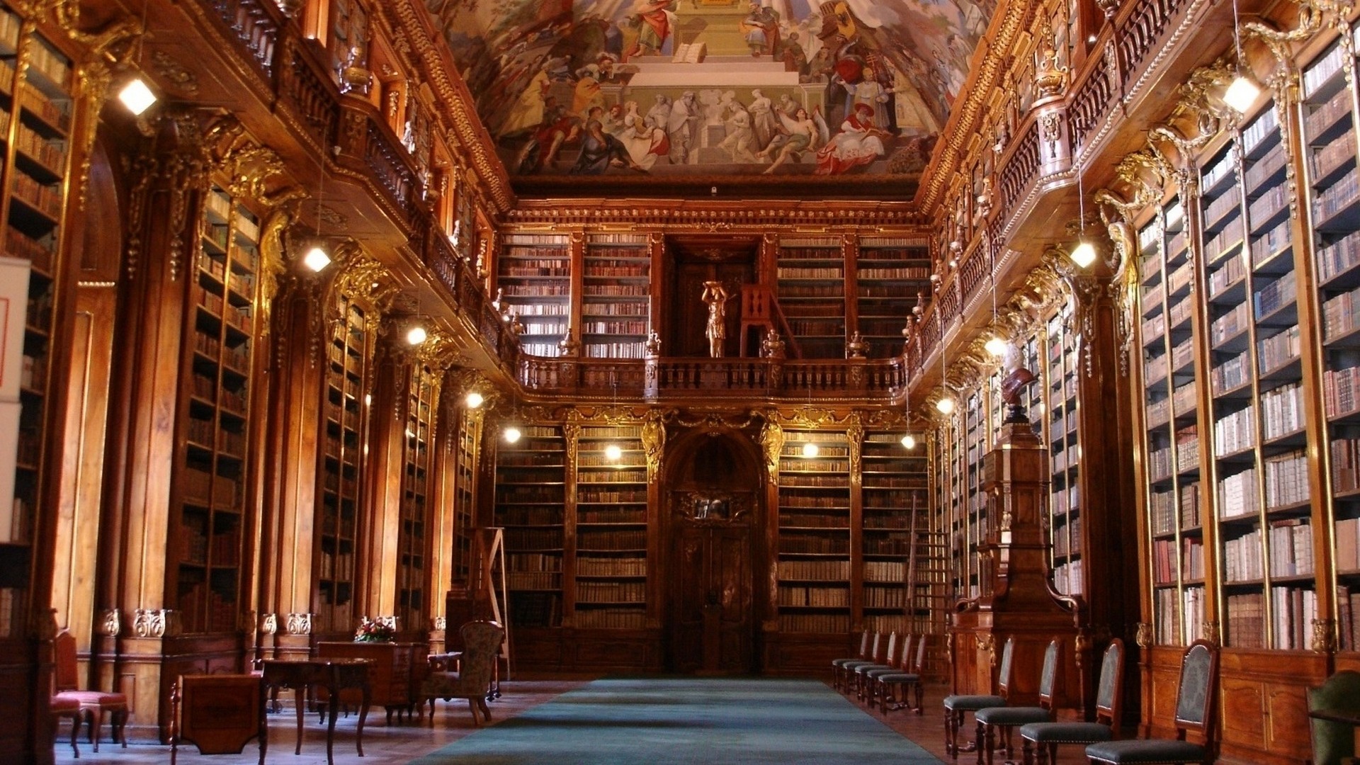 Biblioteca di Strahov, Sala Filosofica, Praga, Affreschi, Full HD, wallpaper per PC