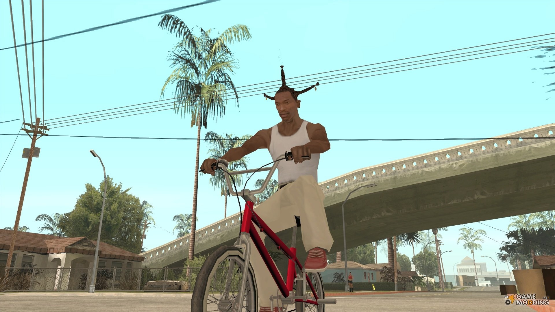 Carl Johnson (CJ), GTA San Andreas, BMX, Grove Street, Palme, Full HD 1080p, sfondo desktop