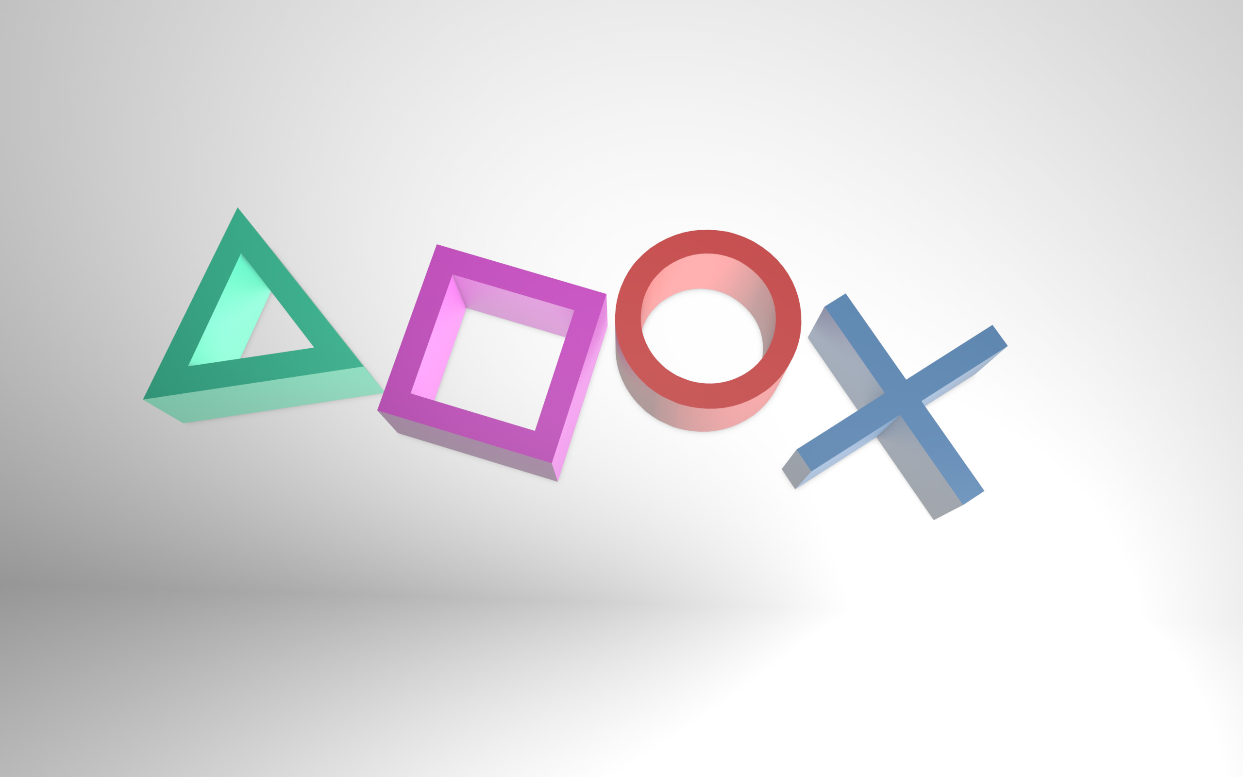PlayStation, Simboli PlayStation, 3D, Sfondo bianco, 2K, wallpaper per computer