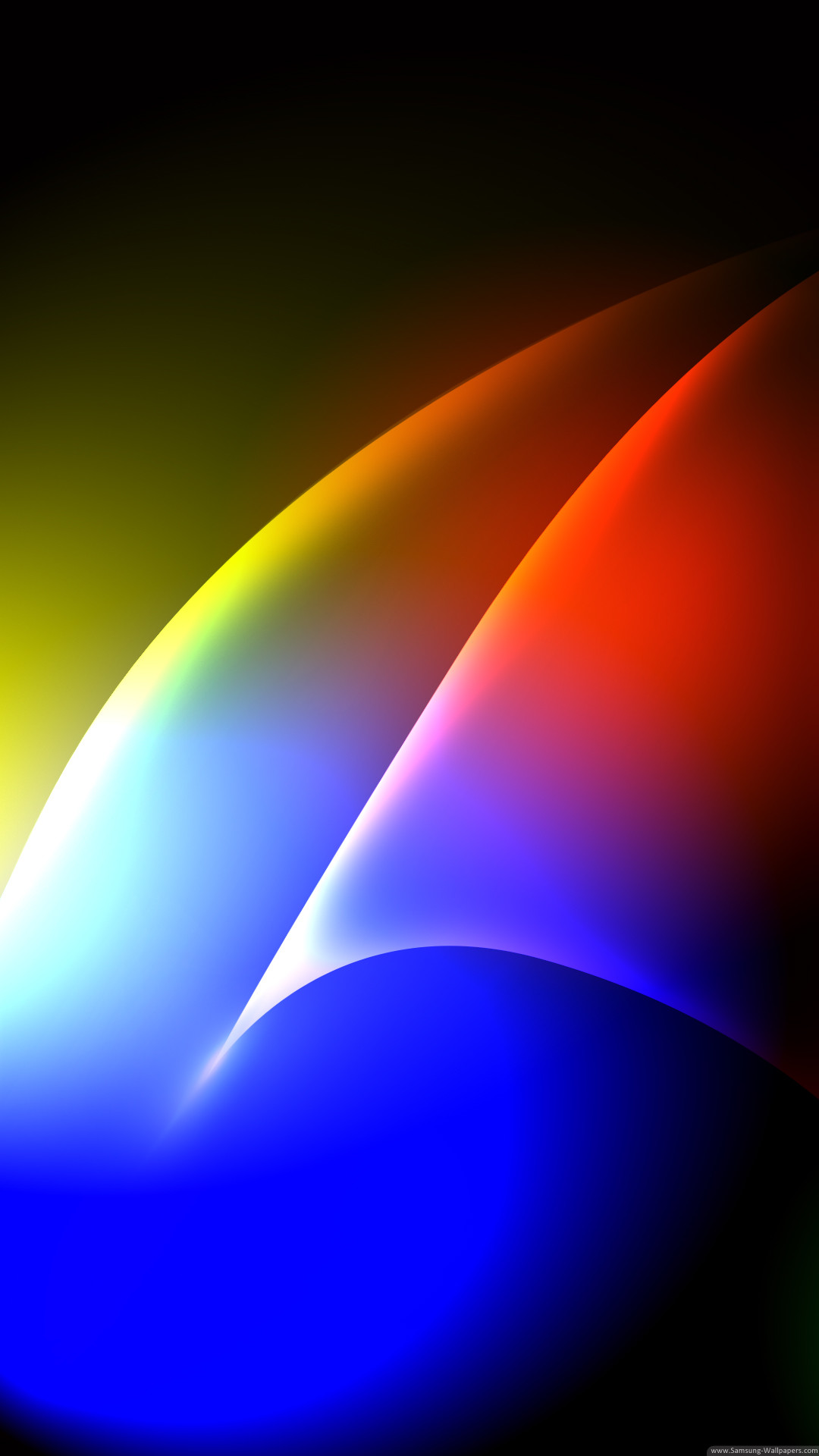 Samsung Galaxy, Curve astratte, Colori, Sfondo nero, Full HD, schermata di blocco del cellulare