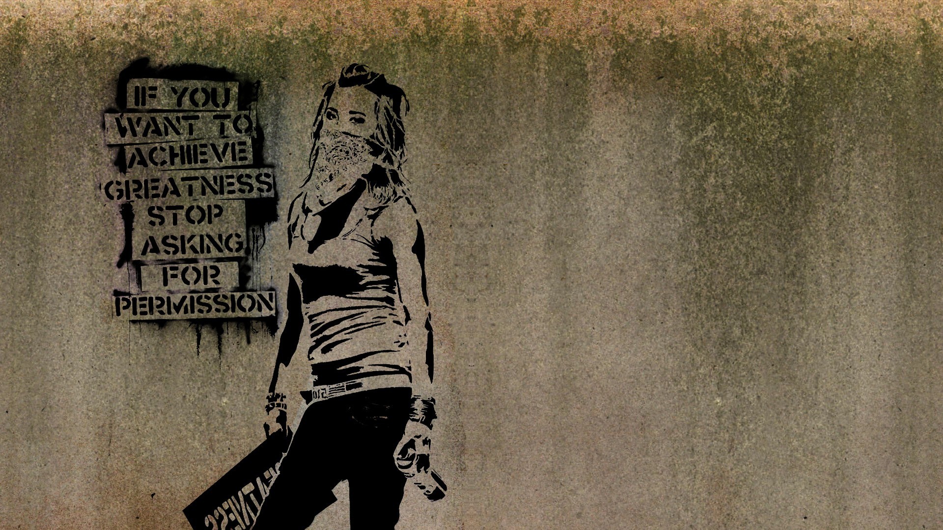 If You Want to Achieve Greatness Stop Asking for Permission, Banksy, Graffiti, immagine di sfondo