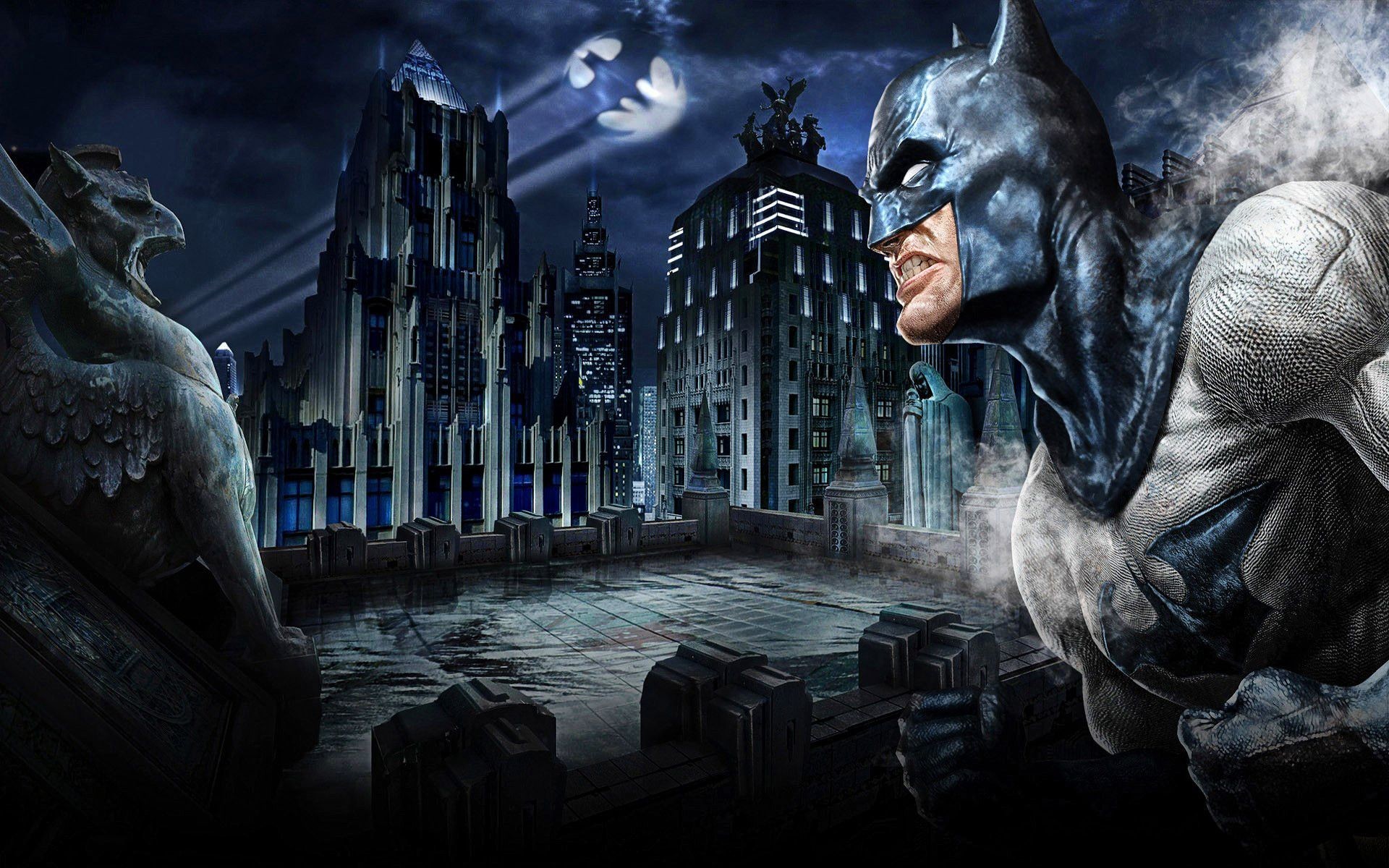 Gotham City, Batman, Batsegnale, Gargoyle, 1920x1200, sfondo per PC