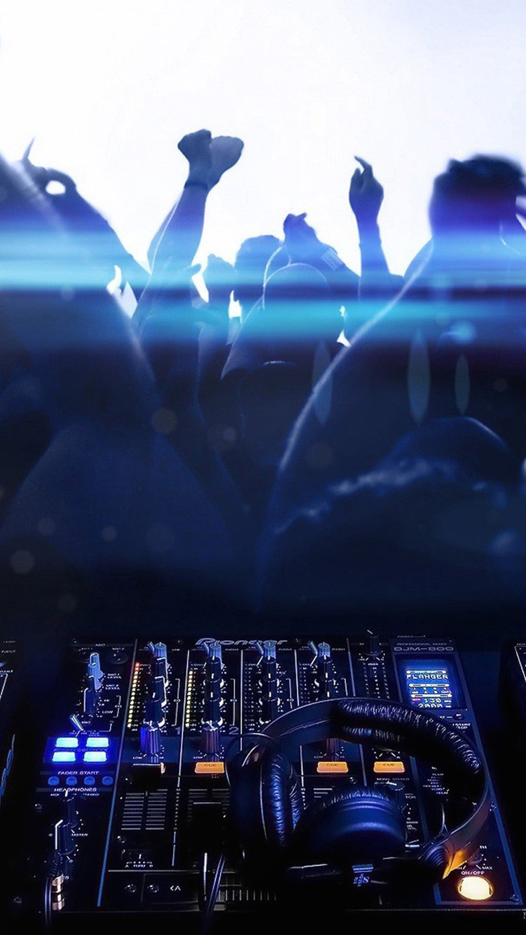 DJ, Console, Folla, Discoteca, Blu, Full HD, sfondo verticale per cellulare