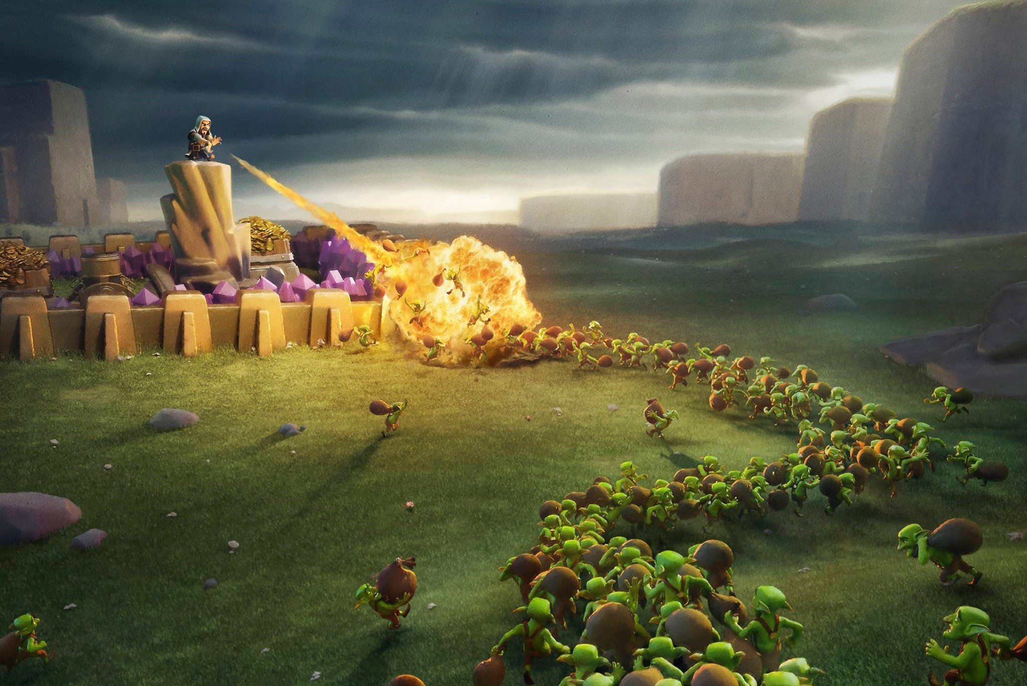Clash of Clans, Battaglia, Villaggio, Esplosione, Esercito, Full HD, sfondo per portatile