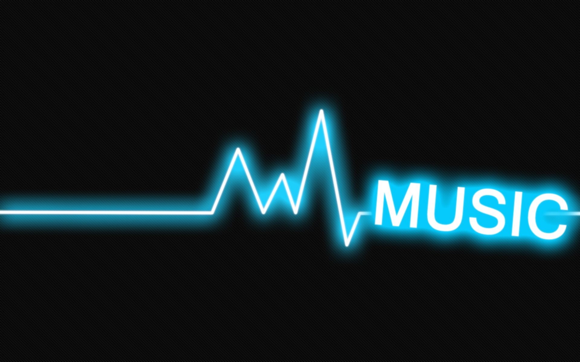 Music, Battito, Neon azzurro, Sfondo nero, 16:10 Full HD, wallpaper widescreen