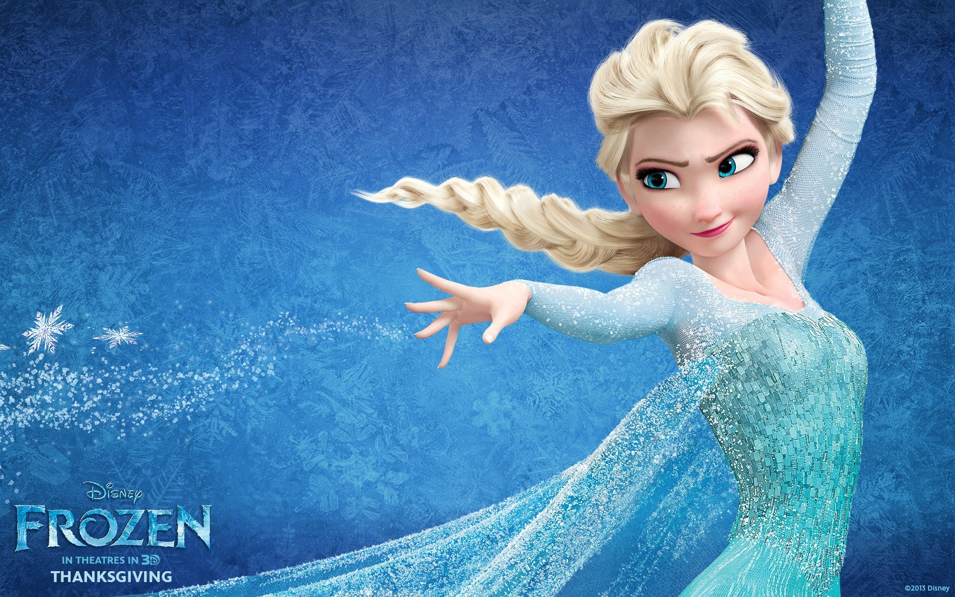 Elsa, Frozen - Il regno di ghiaccio, Disney, Magia del ghiaccio, Sfondo blu, wallpaper Full HD
