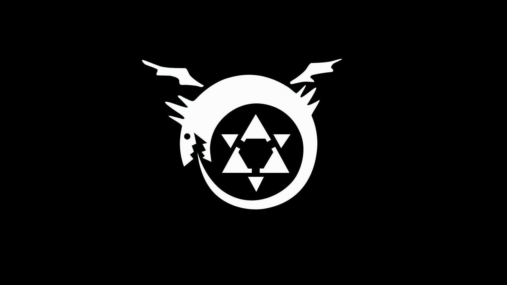 Ouroboros, Fullmetal Alchemist, Simbolo degli Homunculus, Sfondo nero, wallpaper desktop Full HD