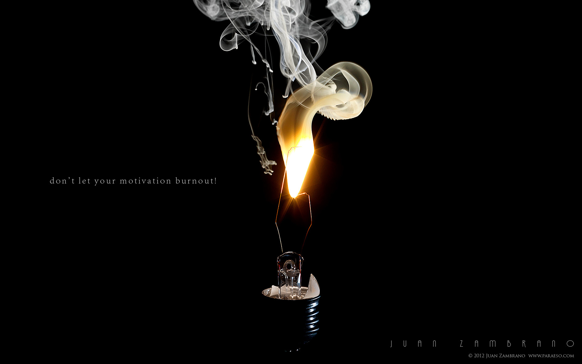Don't let your motivation burnout, Fiammifero, Fumo, Sfondo nero, Citazione, wallpaper desktop