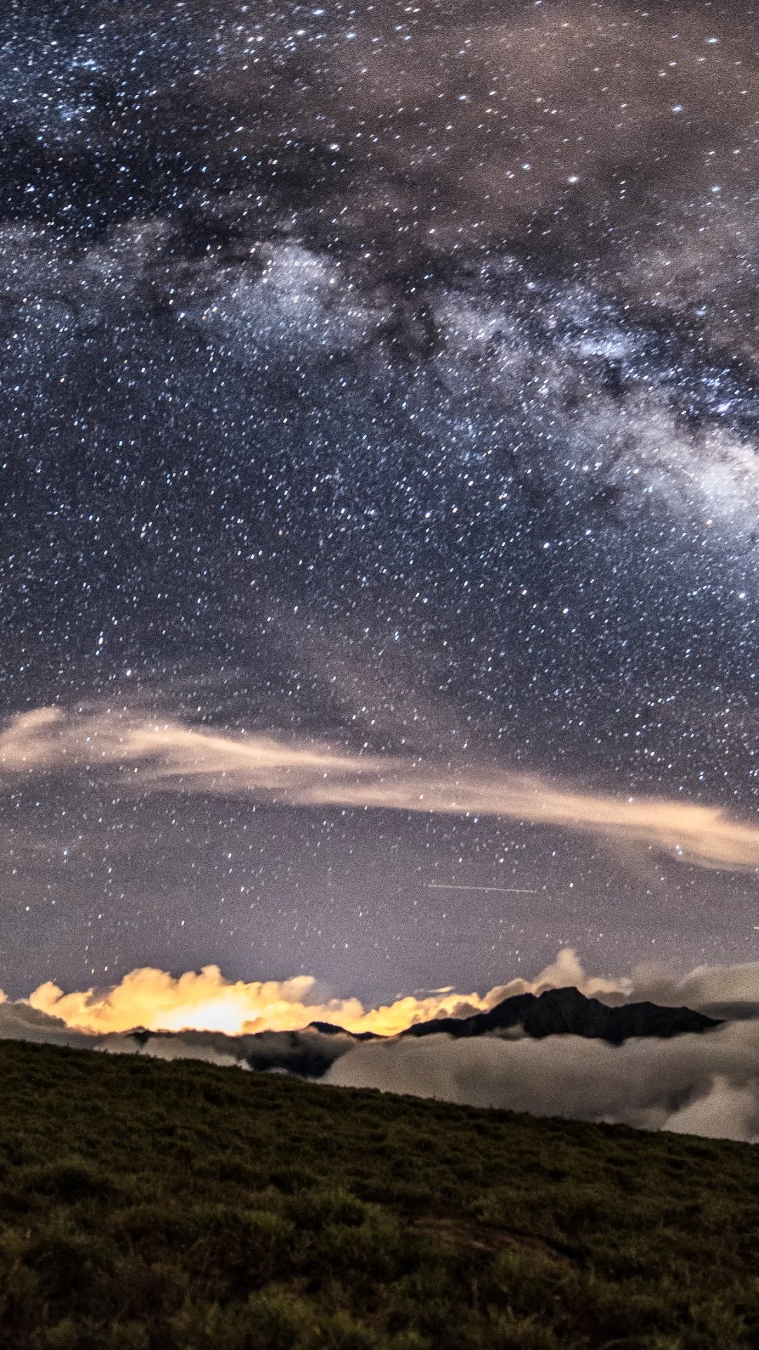 Via Lattea, Cielo stellato, Nuvole, Full HD, wallpaper per smartphone