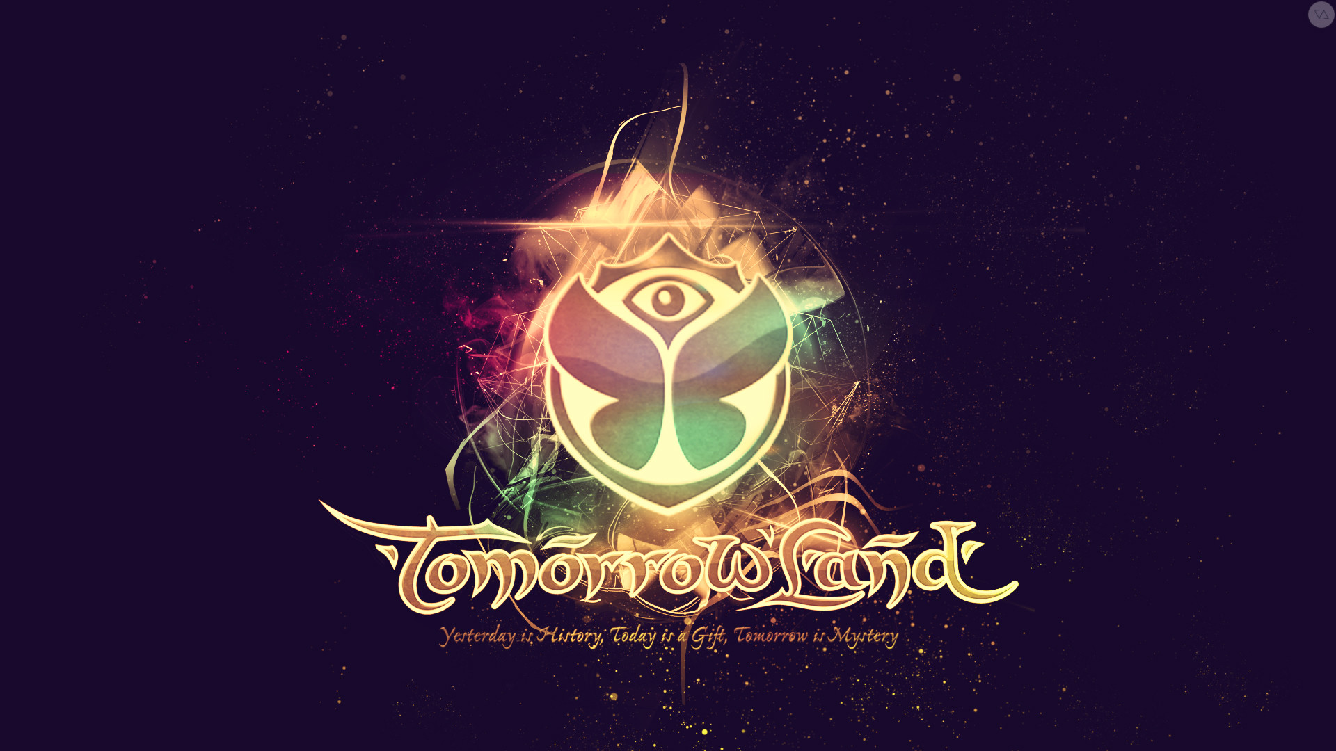 Tomorrowland, Logo, Fiamme, Viola scuro, Full HD, sfondo per portatile
