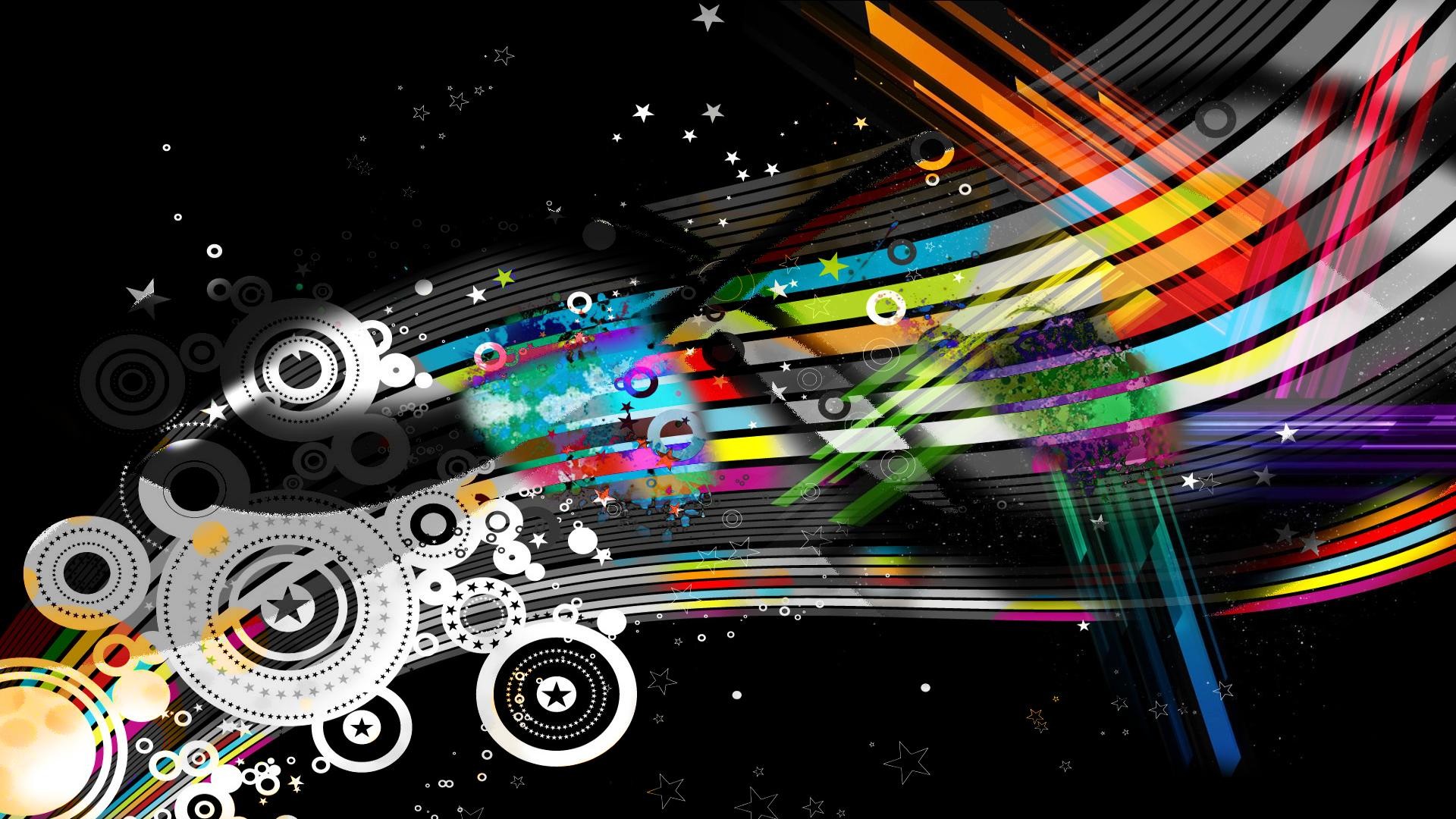 Arte vettoriale, Strisce colorate, Cerchi, Astratto, Full HD, sfondo desktop