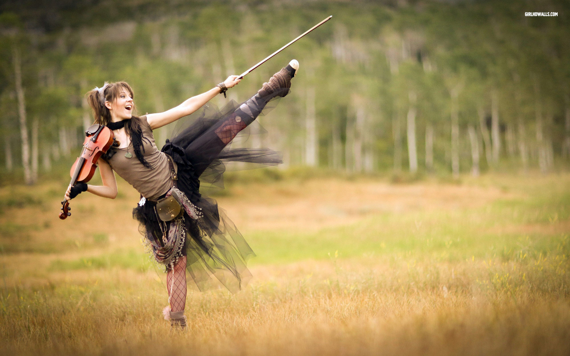 Lindsey Stirling, Violino, Danza, Calcio volante, Prato, 1920x1200, wallpaper desktop
