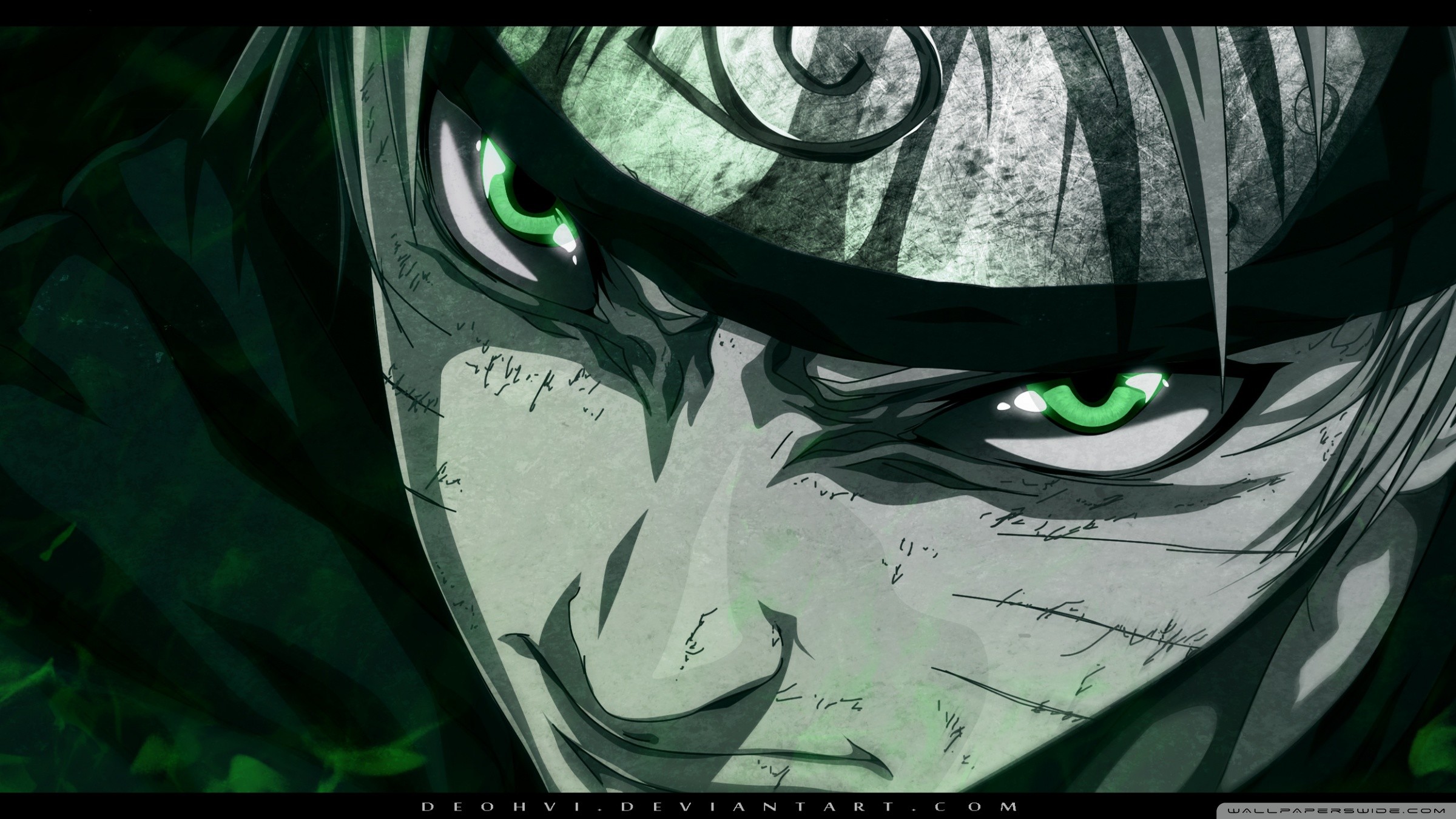 Kakuzu, Naruto Shippuden, Primo piano, Verde, 16:9 Full HD, wallpaper widescreen