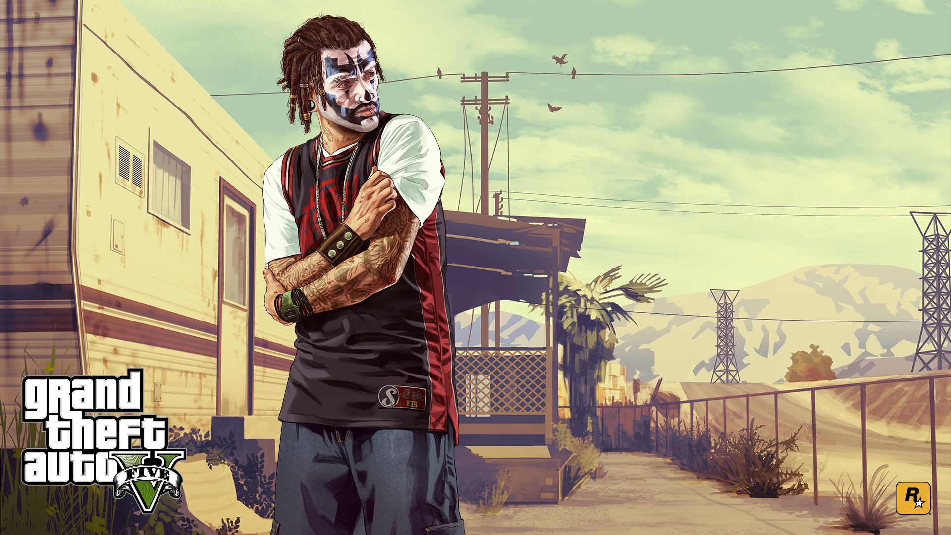 Grand Theft Auto V, Personaggio, Roulotte, Deserto, Full HD 1080p, sfondo desktop