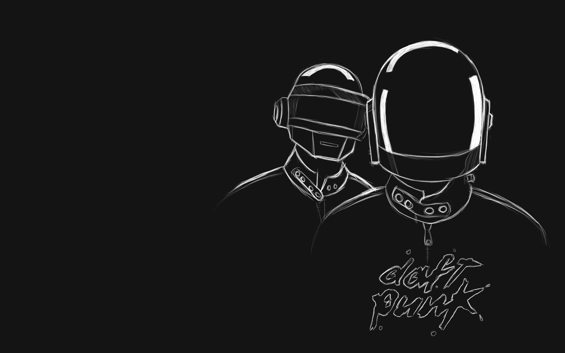 Daft Punk, Caschi, Line art, Logo, 1920x1200, immagine di sfondo