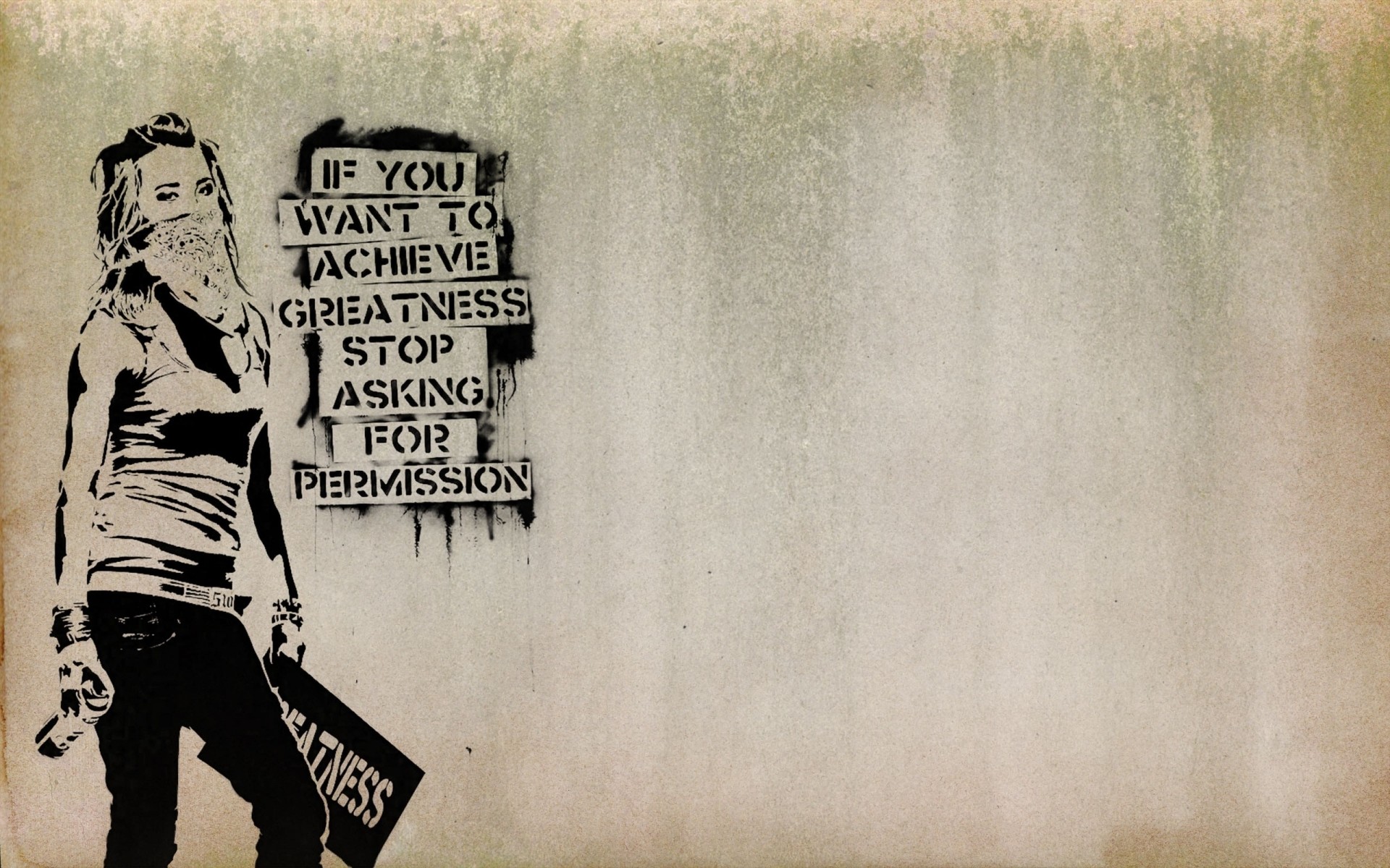 Stencil, Ragazza, Citazione, Muro, 1920x1200, sfondo MacBook Pro