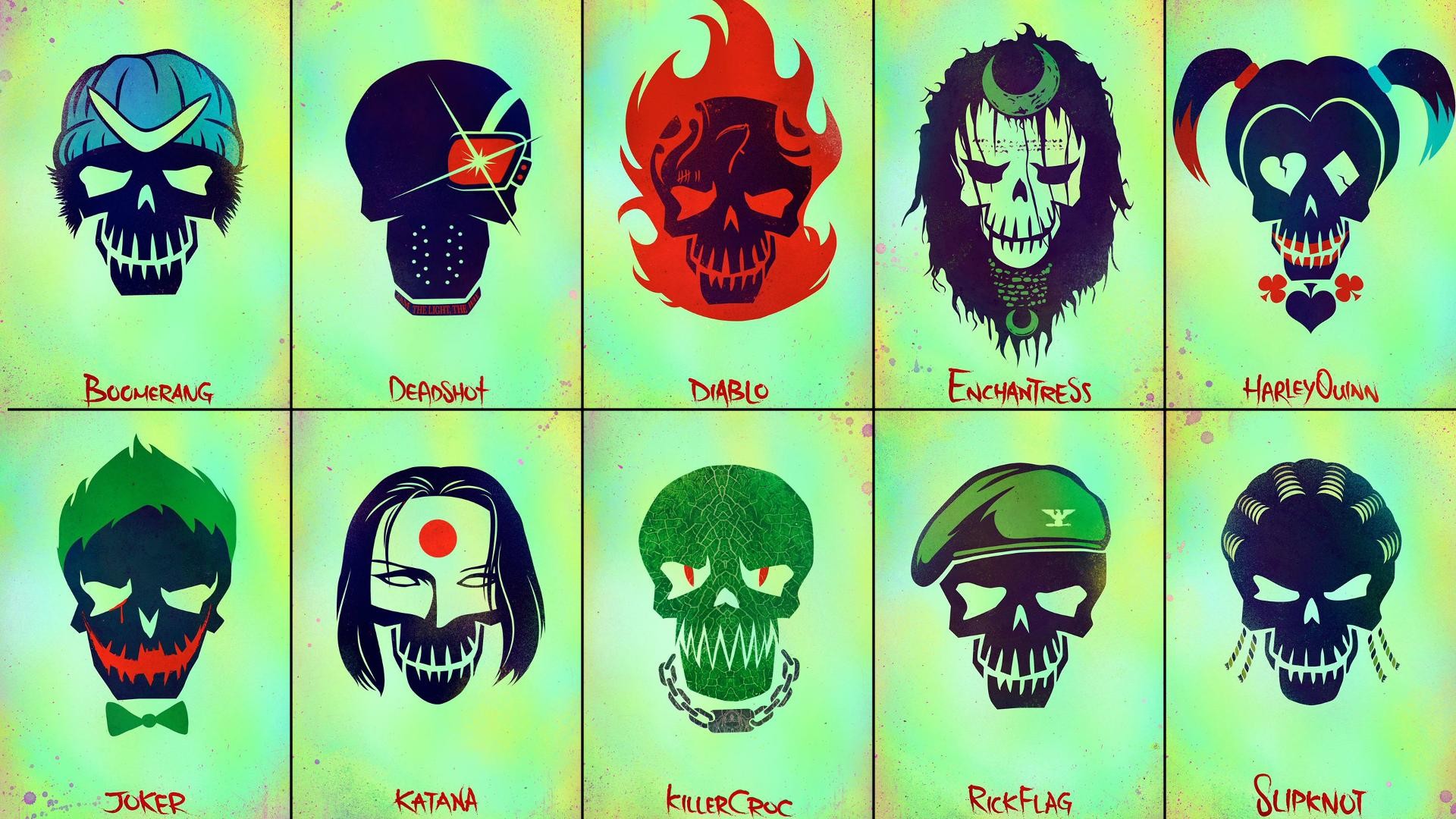Suicide Squad, Boomerang, Deadshot, El Diablo, Enchantress, Harley Quinn, Katana, Killer Croc, wallpaper desktop