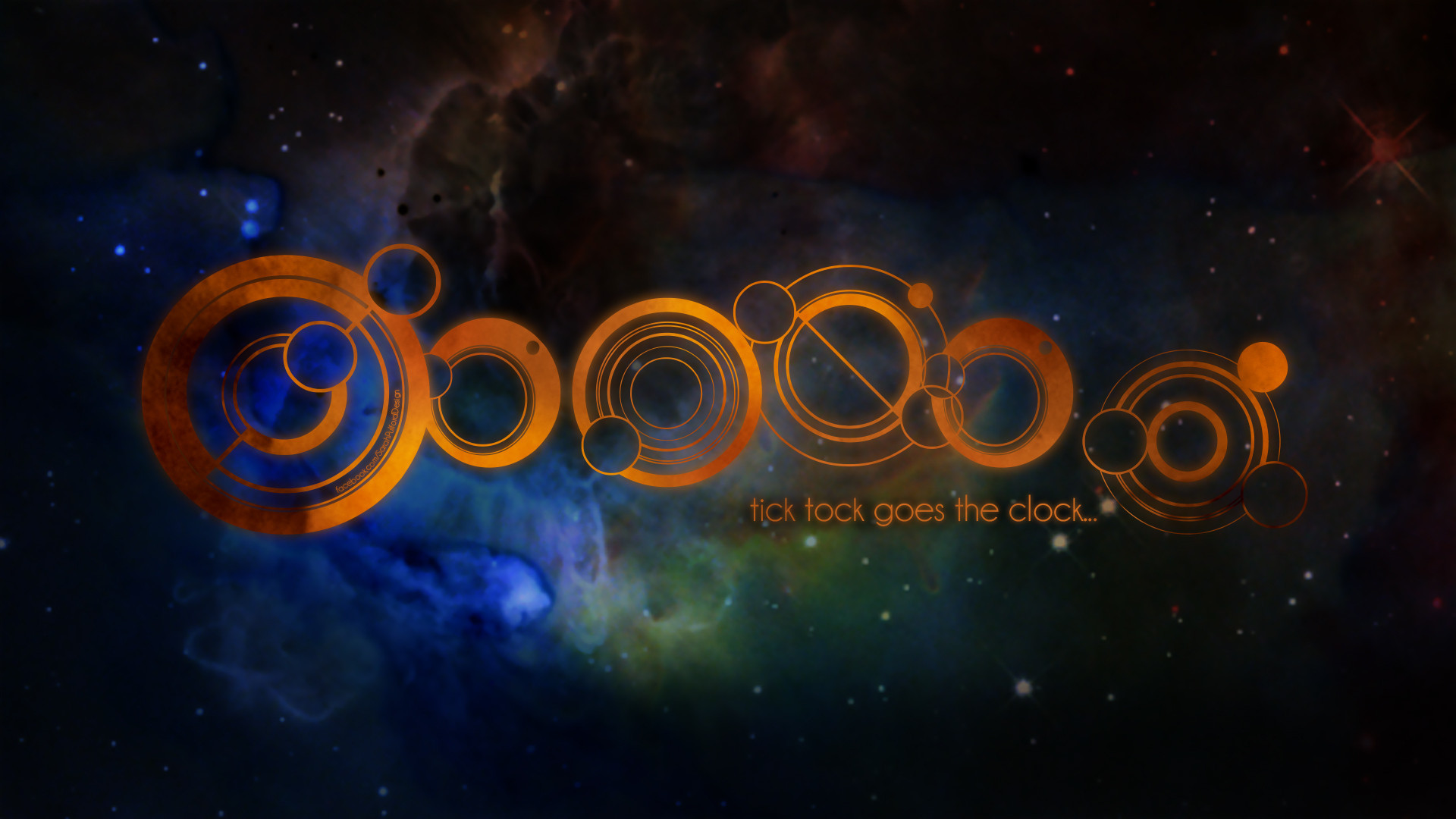 Doctor Who, Scrittura gallifreyana, Tick tock goes the clock, Spazio, Arancione, sfondo desktop