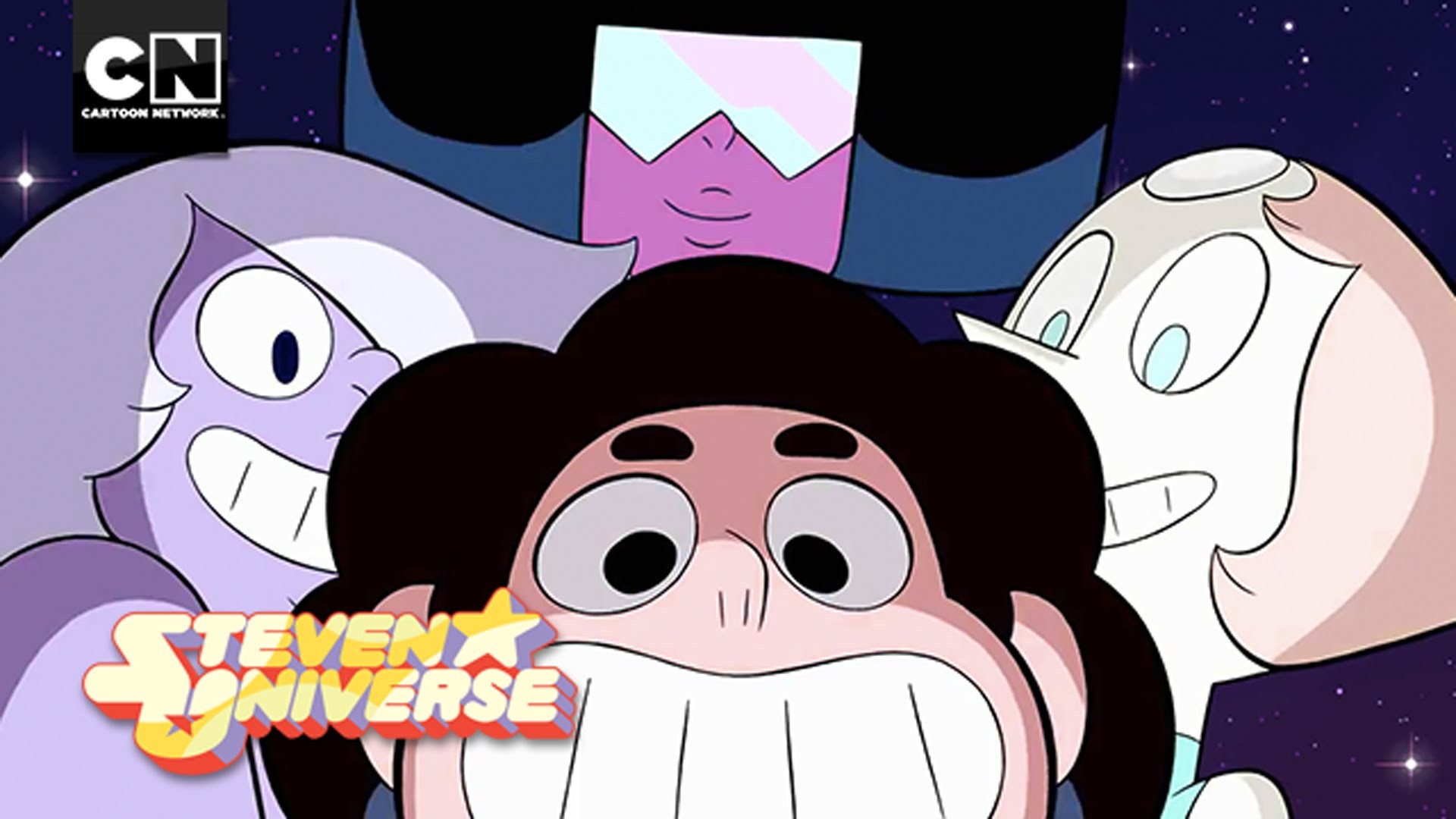 Steven, Garnet, Ametista, Perla, Steven Universe, Cartoon Network, Logo, sfondo 16:9 Full HD