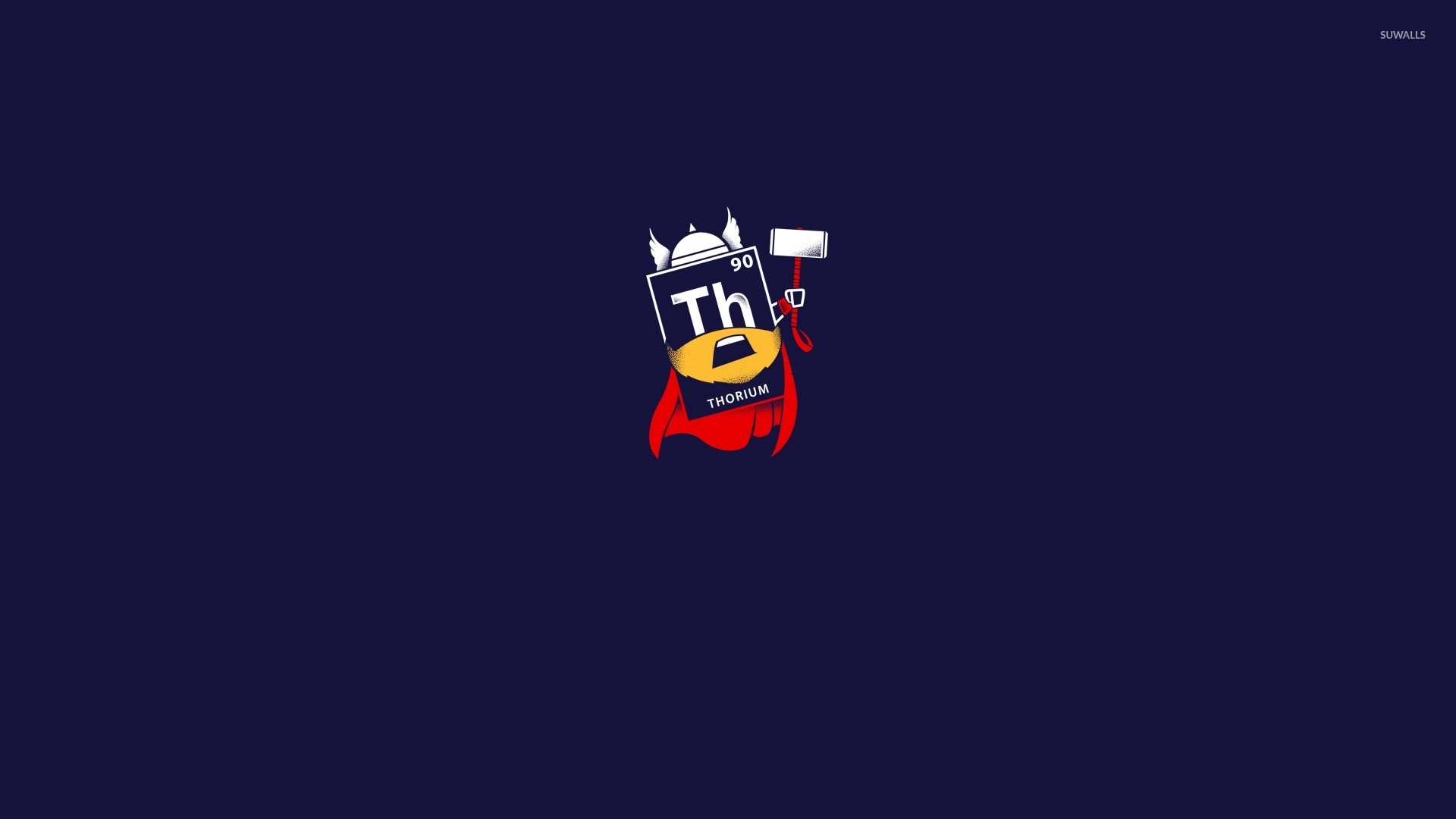 Thor, Marvel, Tavola periodica, Minimalista, Sfondo blu scuro, Full HD, wallpaper per portatile