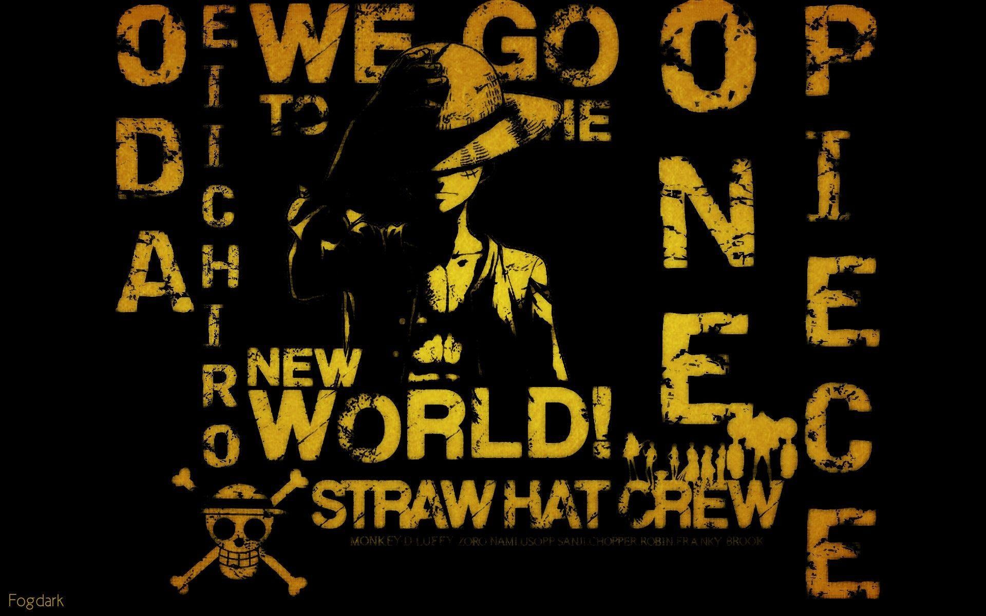 One Piece, Eiichiro Oda, Straw Hat Crew, Tipografia, 1920x1200, sfondo per PC