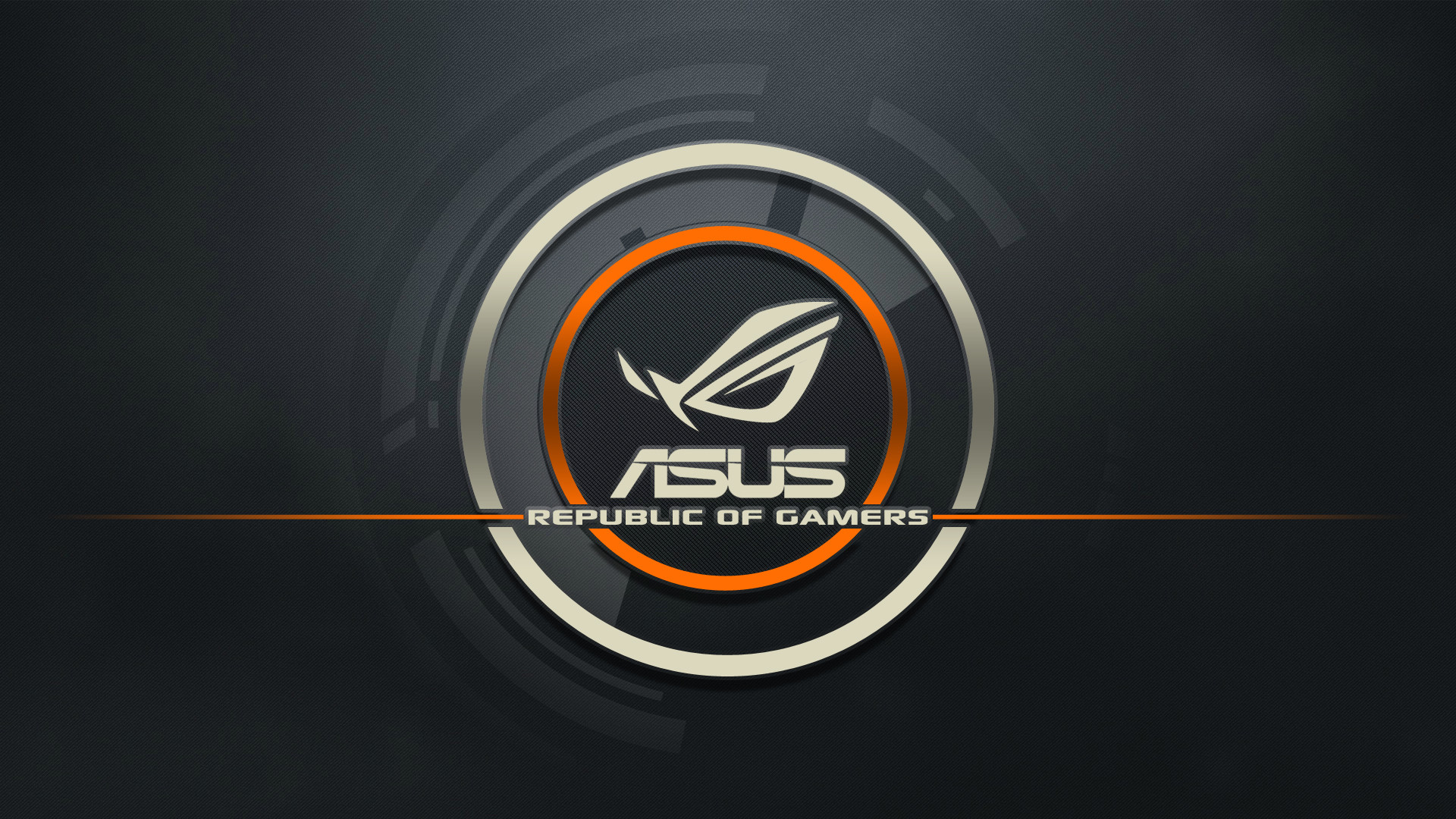 Logo ROG, Republic of Gamers, Asus, Arancione, Cerchio, Full HD, sfondo per portatile