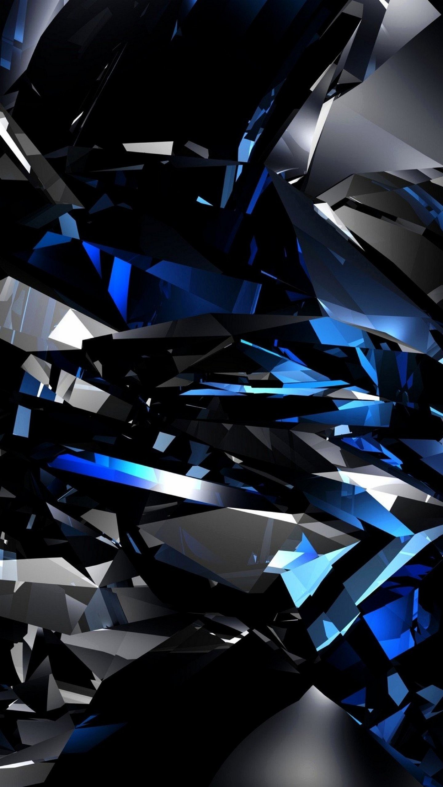 Astratto 3D, Frammenti, Blu, Metallo, QHD+, schermata di blocco iPhone