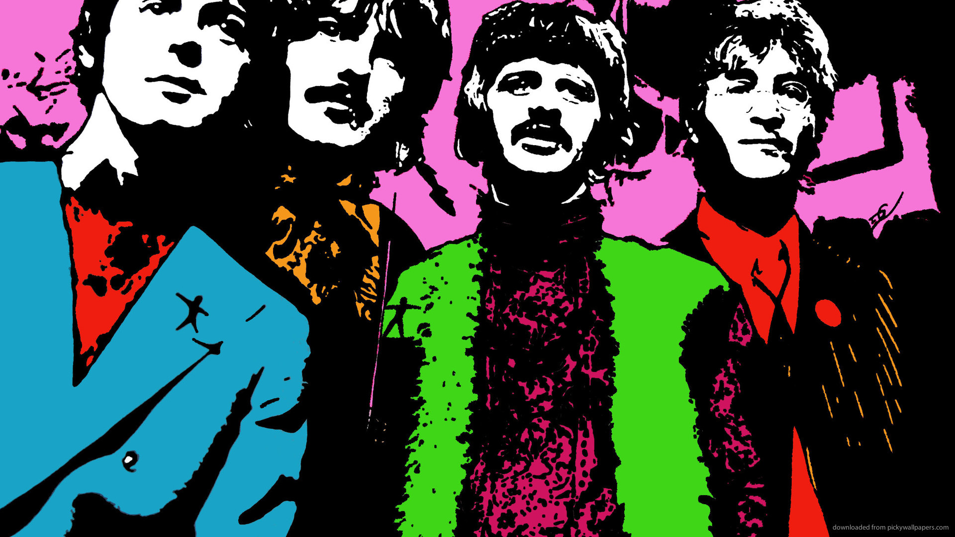 The Beatles, Pop art, Colori vivaci, Ritratto di gruppo, 1920x1080, sfondo per PC
