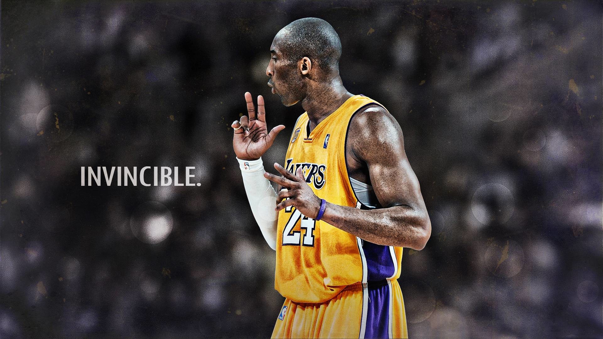 Kobe Bryant, Los Angeles Lakers, Invincible, Sfondo scuro, Full HD, wallpaper per portatile