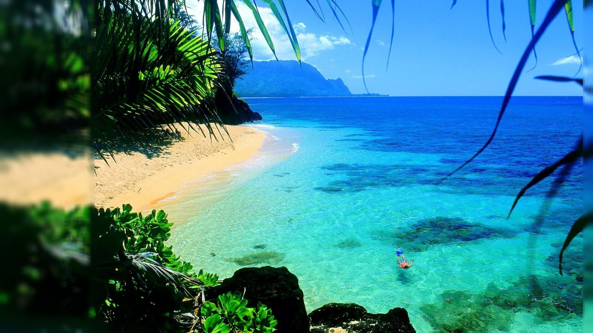 Kauai, Hawaii, Spiaggia, Acqua turchese, Full HD 1080p, sfondo desktop