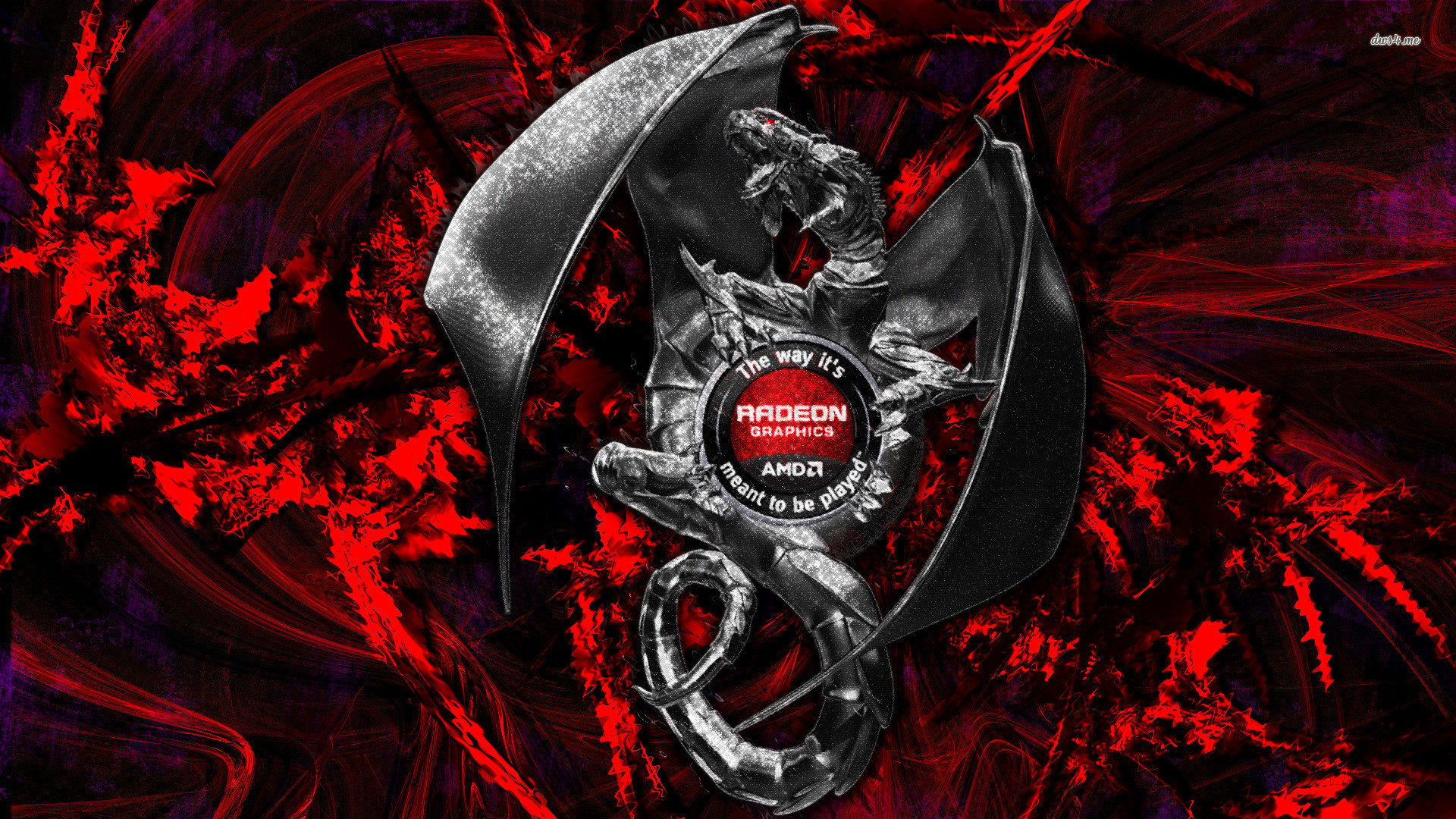 AMD Radeon Graphics, Drago, Rosso, Full HD, sfondo per portatile