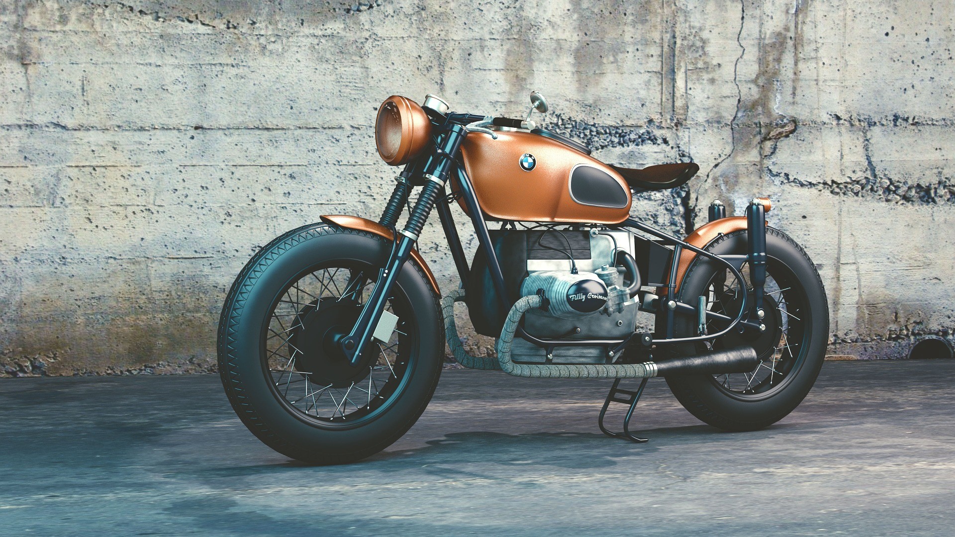 BMW R, Café racer, Moto d'epoca, 16:9 Full HD, sfondo widescreen