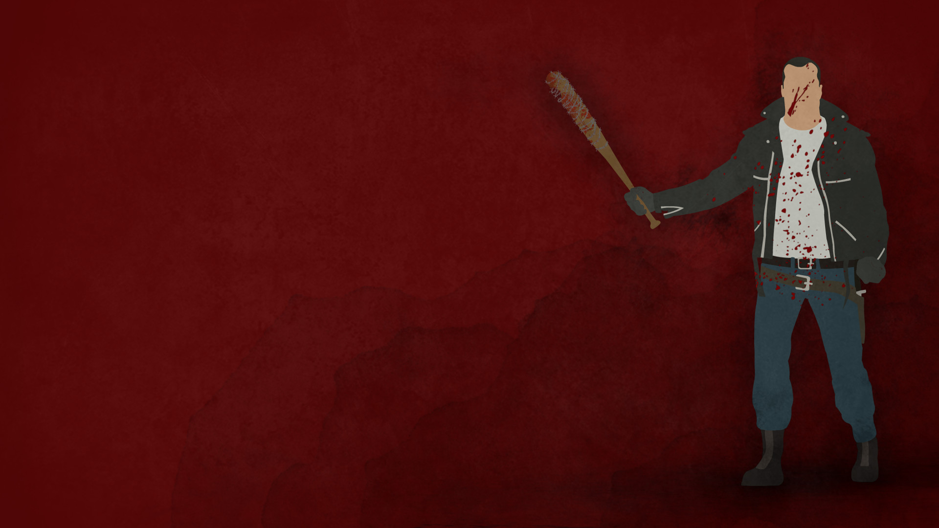 Negan, The Walking Dead, Lucille, Arte vettoriale, Sfondo rosso, wallpaper Windows 11