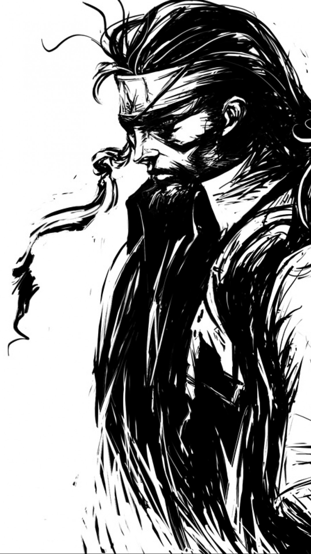 Solid Snake, Metal Gear, Bianco e nero, Inchiostro, 1080x1920, schermata di blocco iPhone