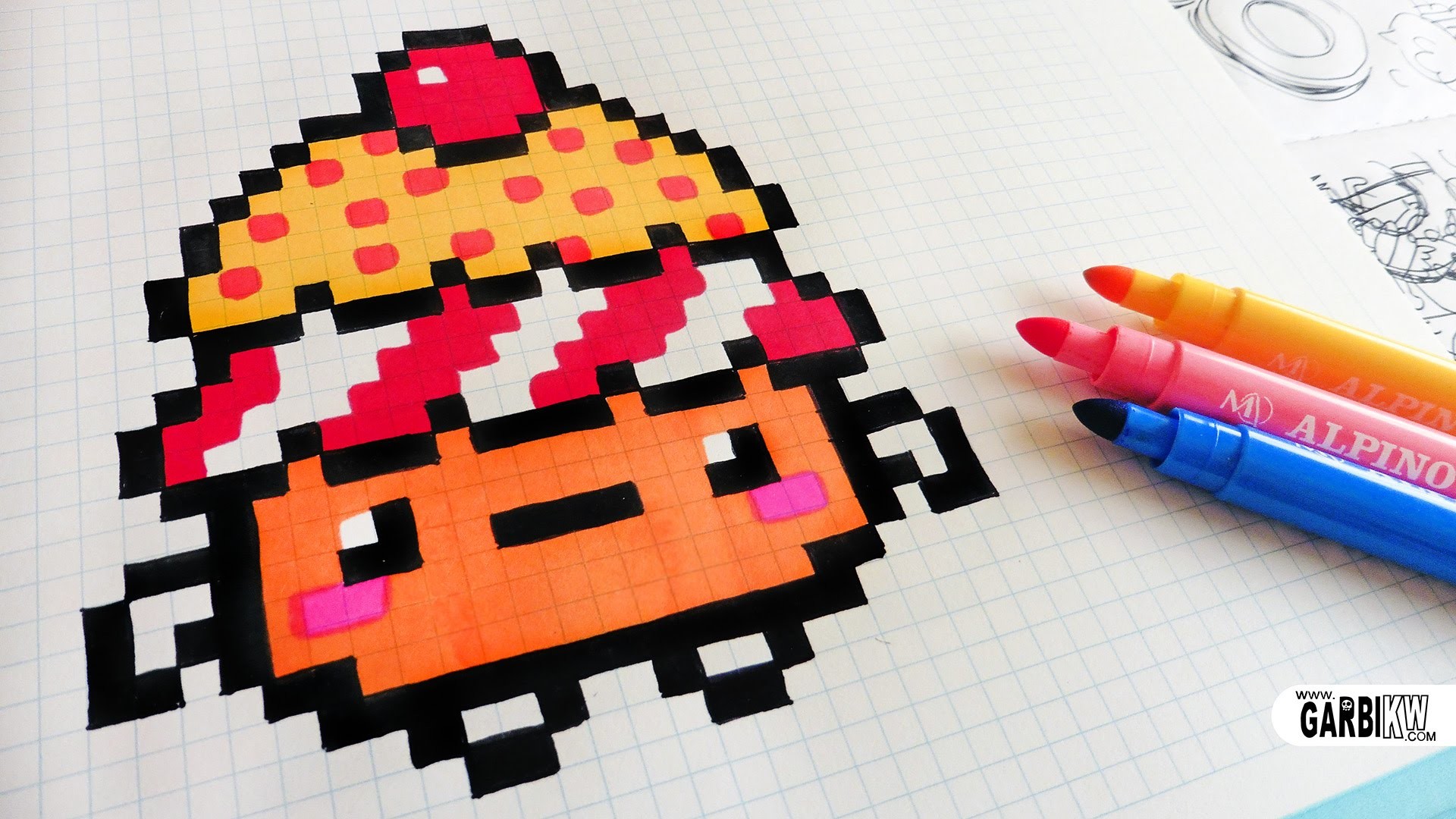 Pixel art, Sushi kawaii, Pennarelli, Disegno, Full HD, sfondo desktop