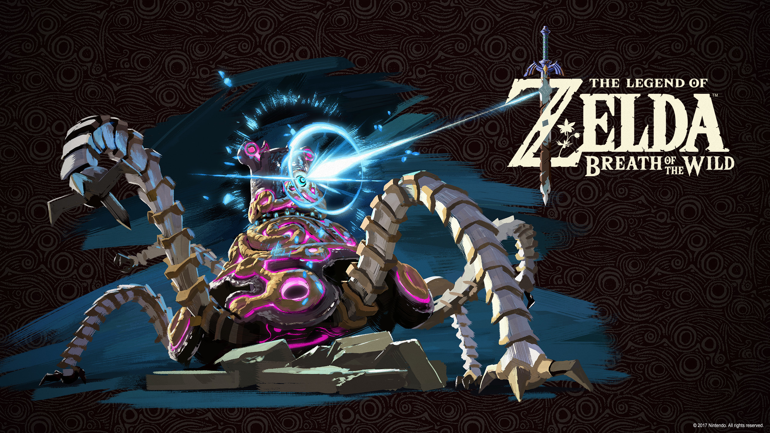 Guardiano, The Legend of Zelda: Breath of the Wild, Logo, Sfondo nero, wallpaper 2560x1440