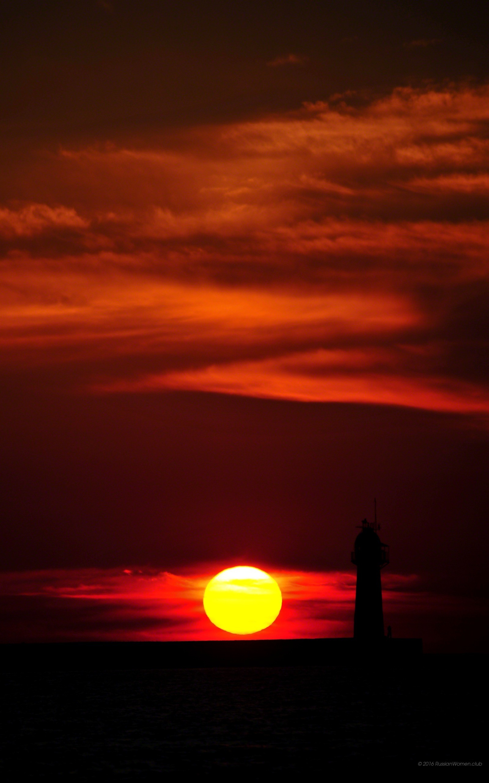 Faro, Sole, Nuvole rosse, QHD+, sfondo per smartphone