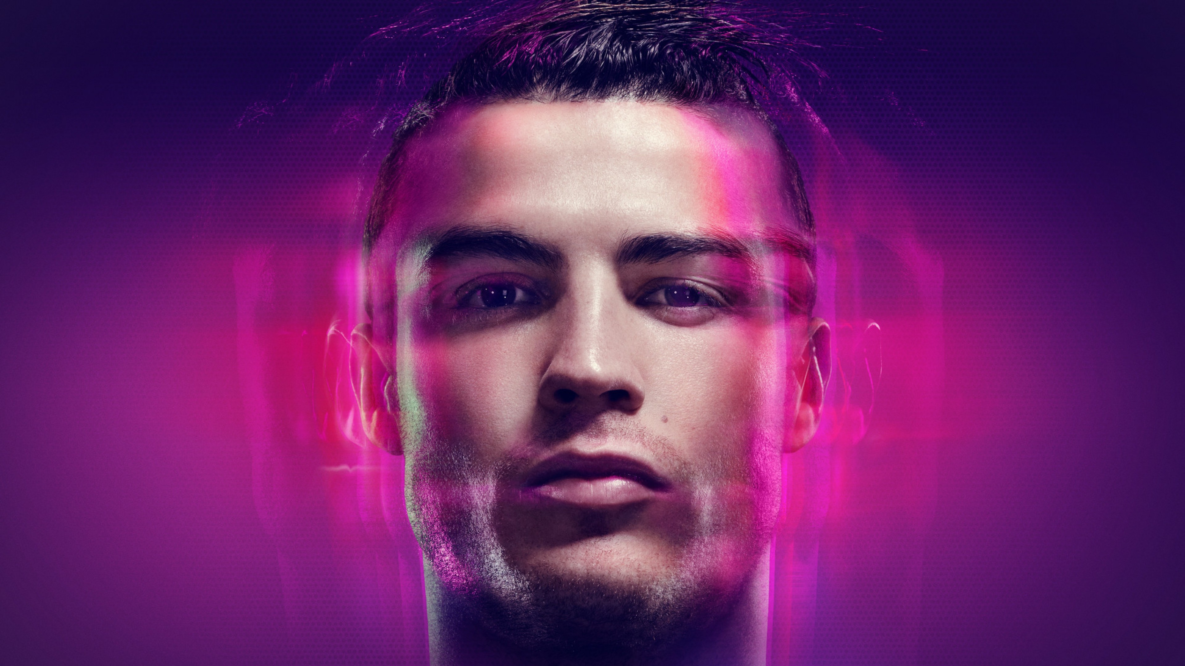 Cristiano Ronaldo, Primo piano, Viola, Arte digitale, 16:9 4K, sfondo widescreen
