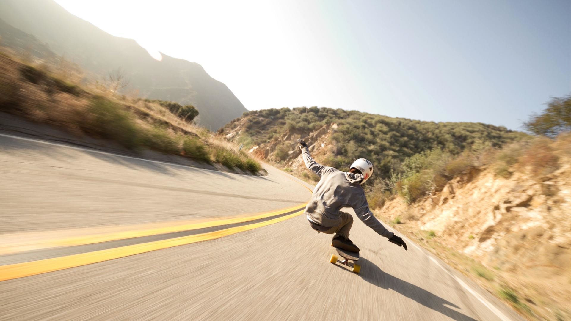 Longboard, Downhill, Strada di montagna, Curva, Full HD 1080p, sfondo desktop
