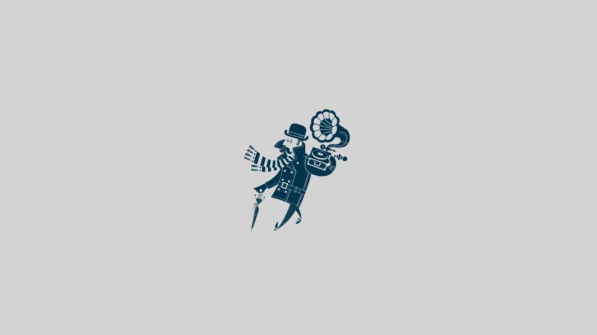 Minimalismo, Musicista, Tuba, Sfondo grigio, Full HD, wallpaper per portatile