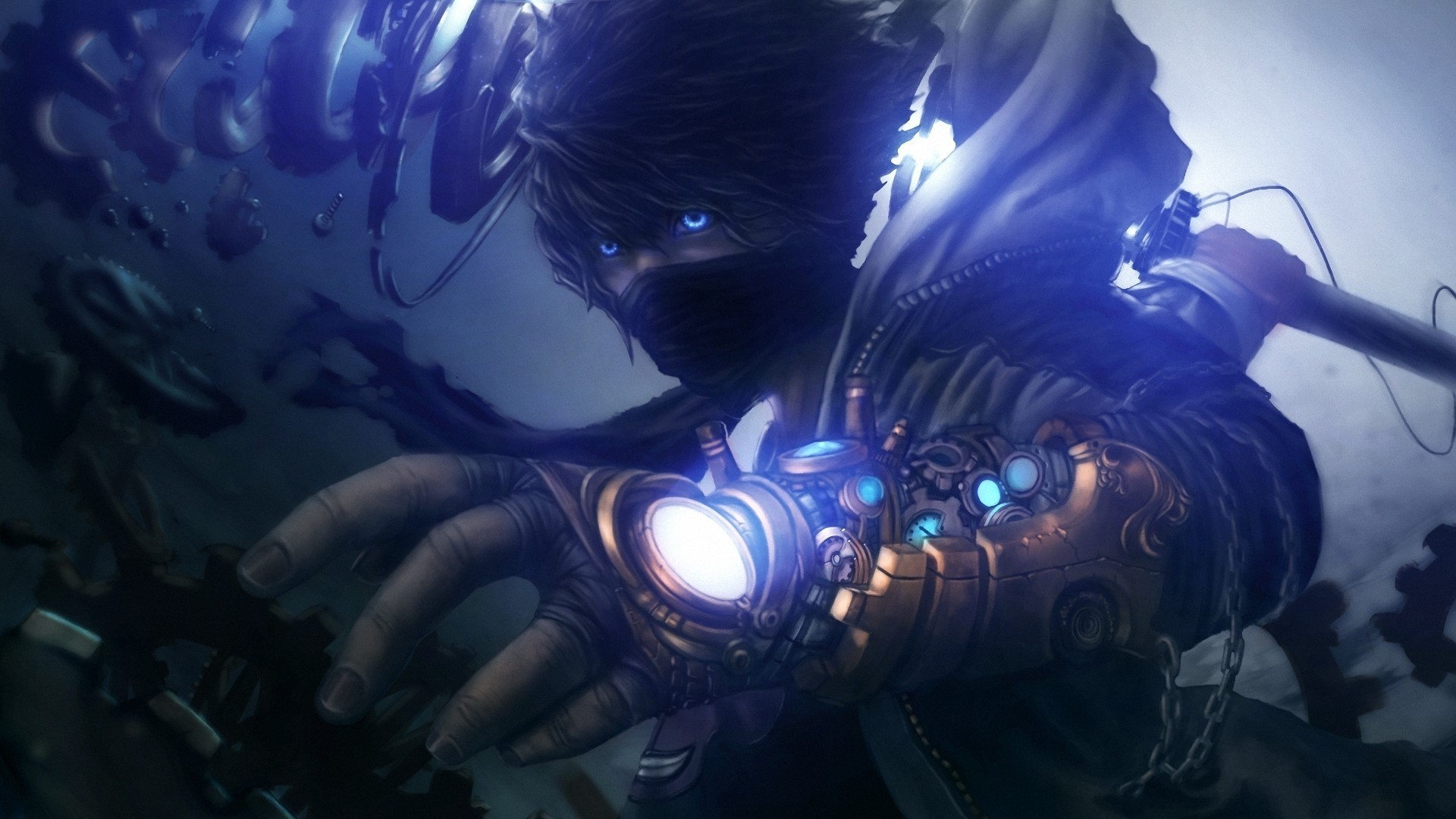 Ragazzo anime, Luce blu, Dark, 1920x1080, immagine di sfondo