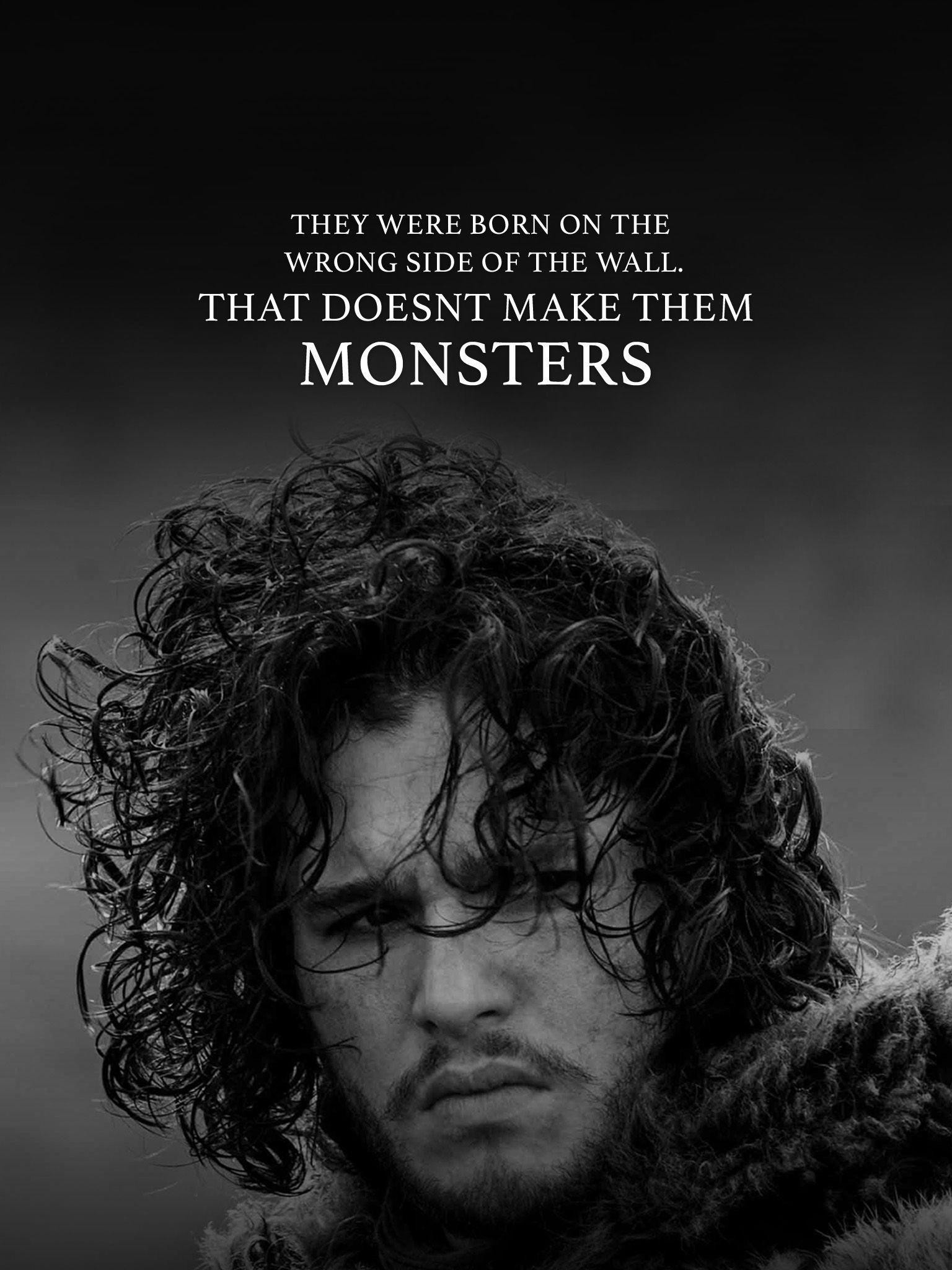 Jon Snow, Kit Harington, Citazione, Bianco e nero, QHD+, sfondo per iPad e tablet