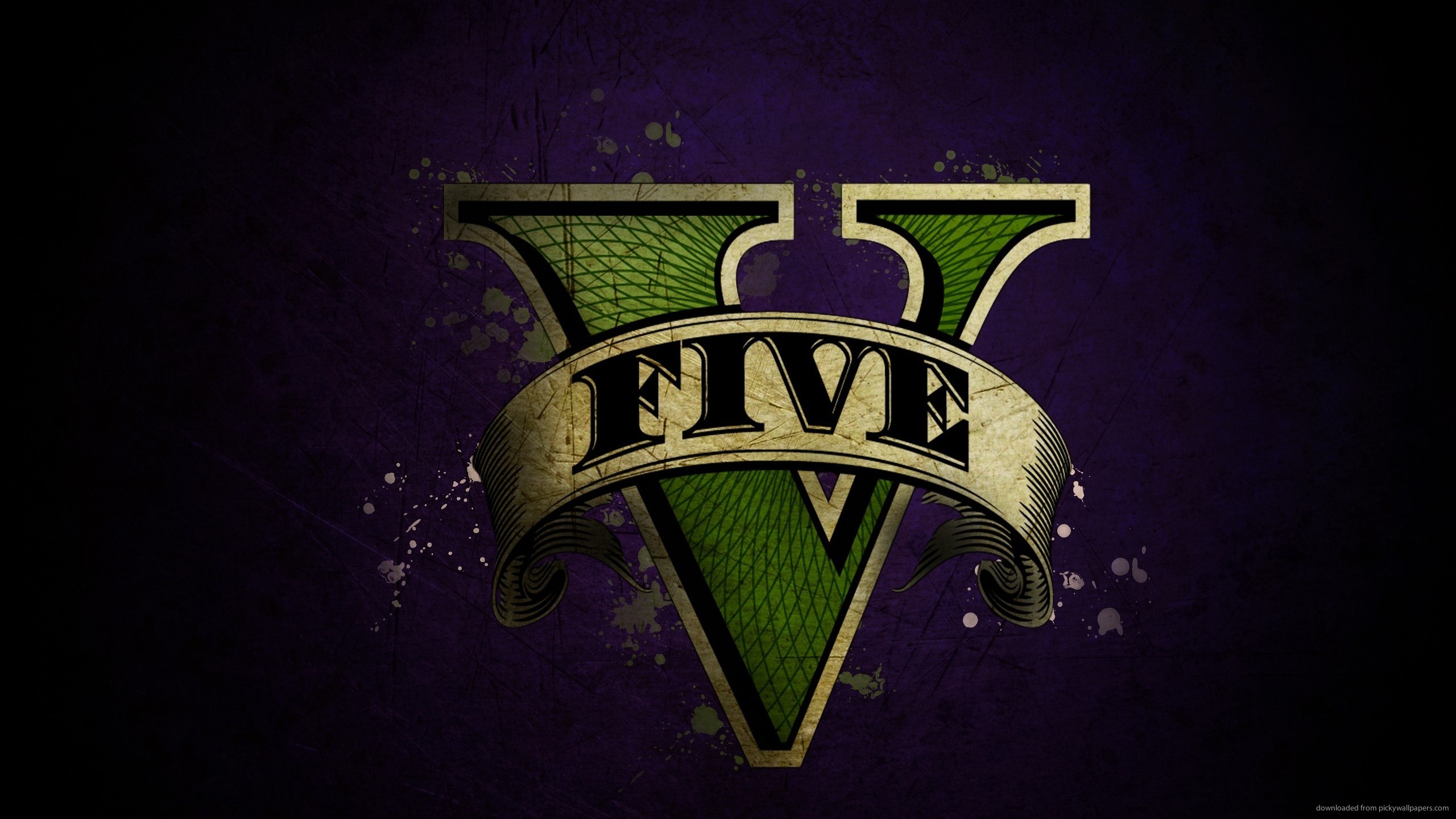 Grand Theft Auto V, Logo, Sfondo viola, 2K, wallpaper per computer