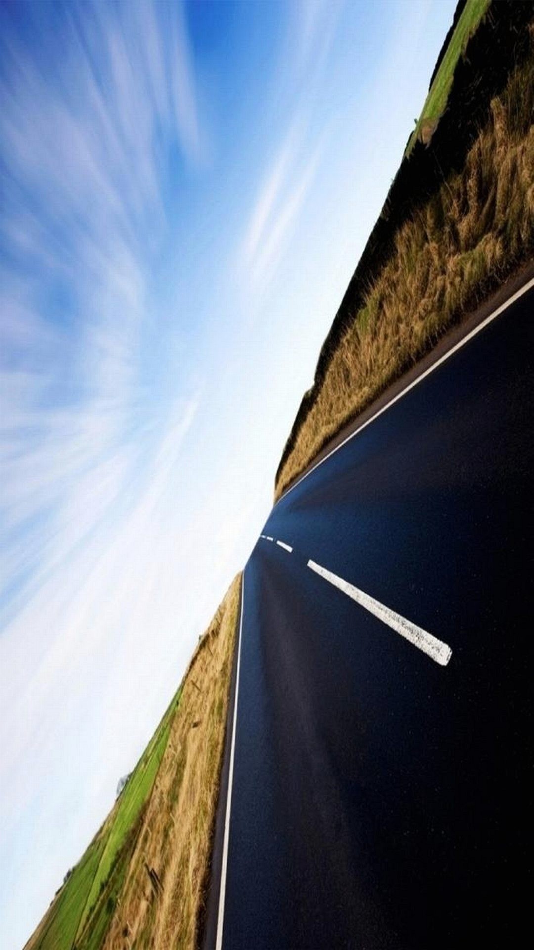 Strada, Cielo, Nuvole, Prospettiva inclinata, sfondo per il tuo smartphone