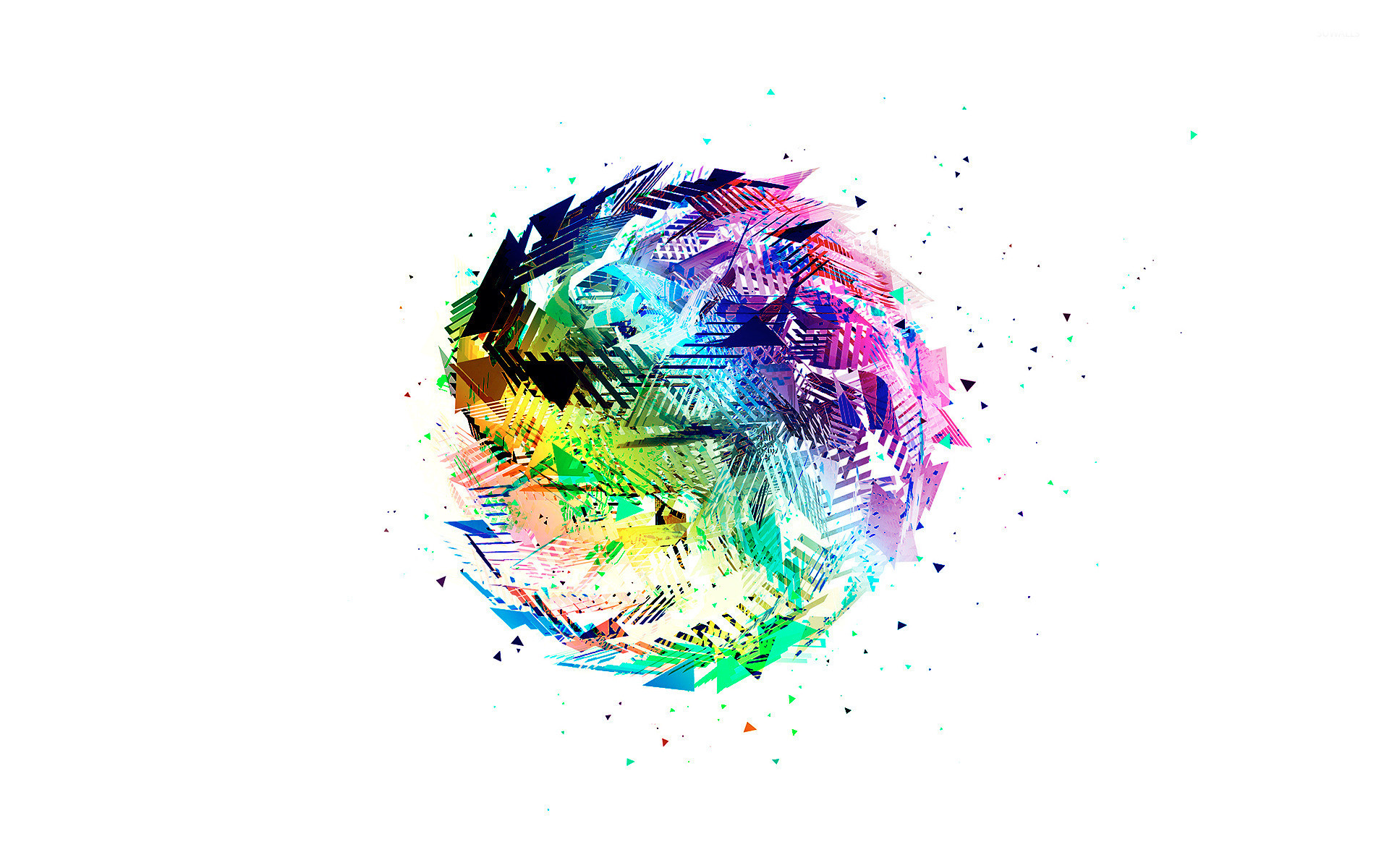 Poligoni, Sfera, Multicolore, Sfondo bianco, 16:10 Full HD, wallpaper widescreen