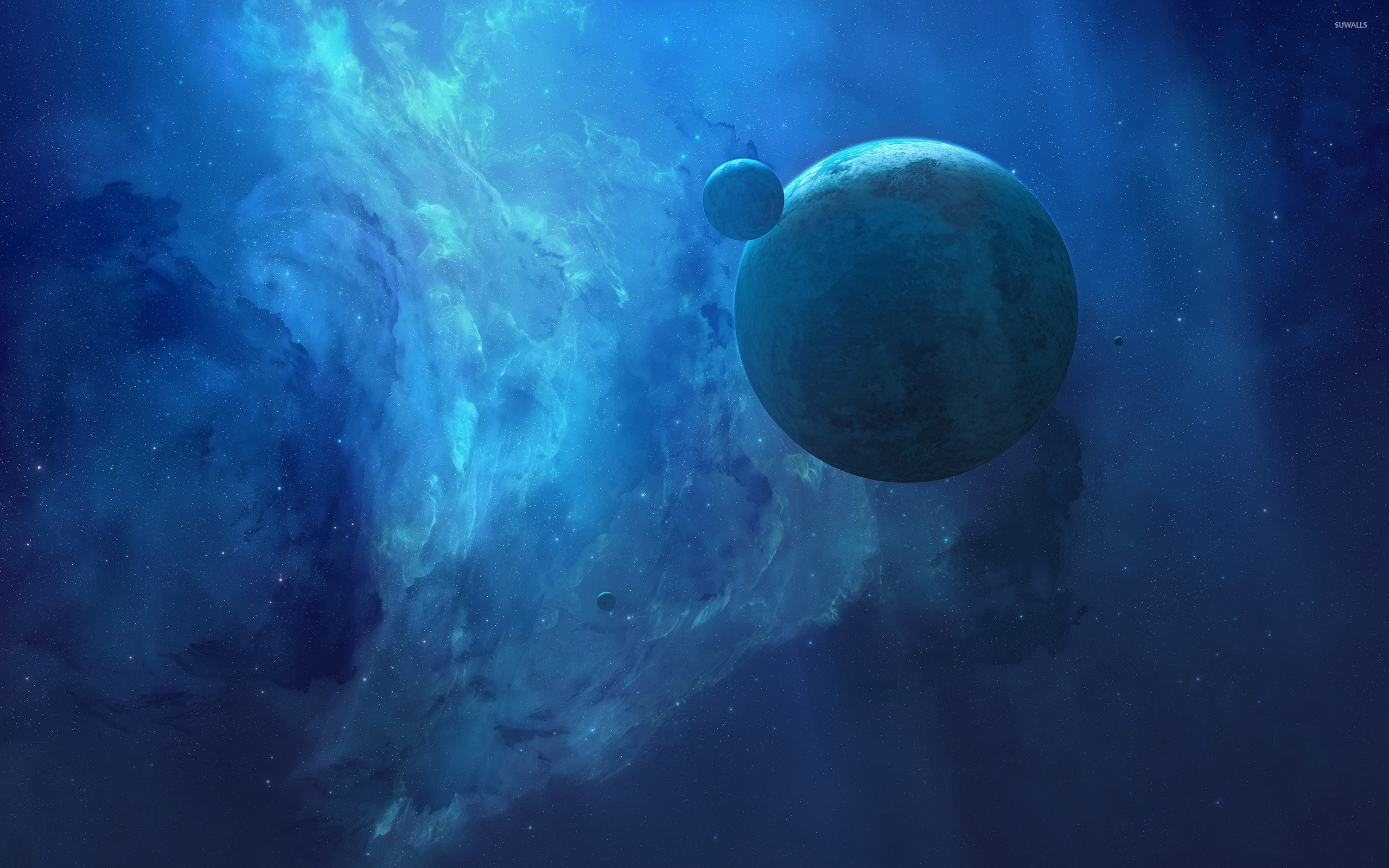 Pianeta, Nebulosa, Blu, Spazio, 2K, sfondo desktop