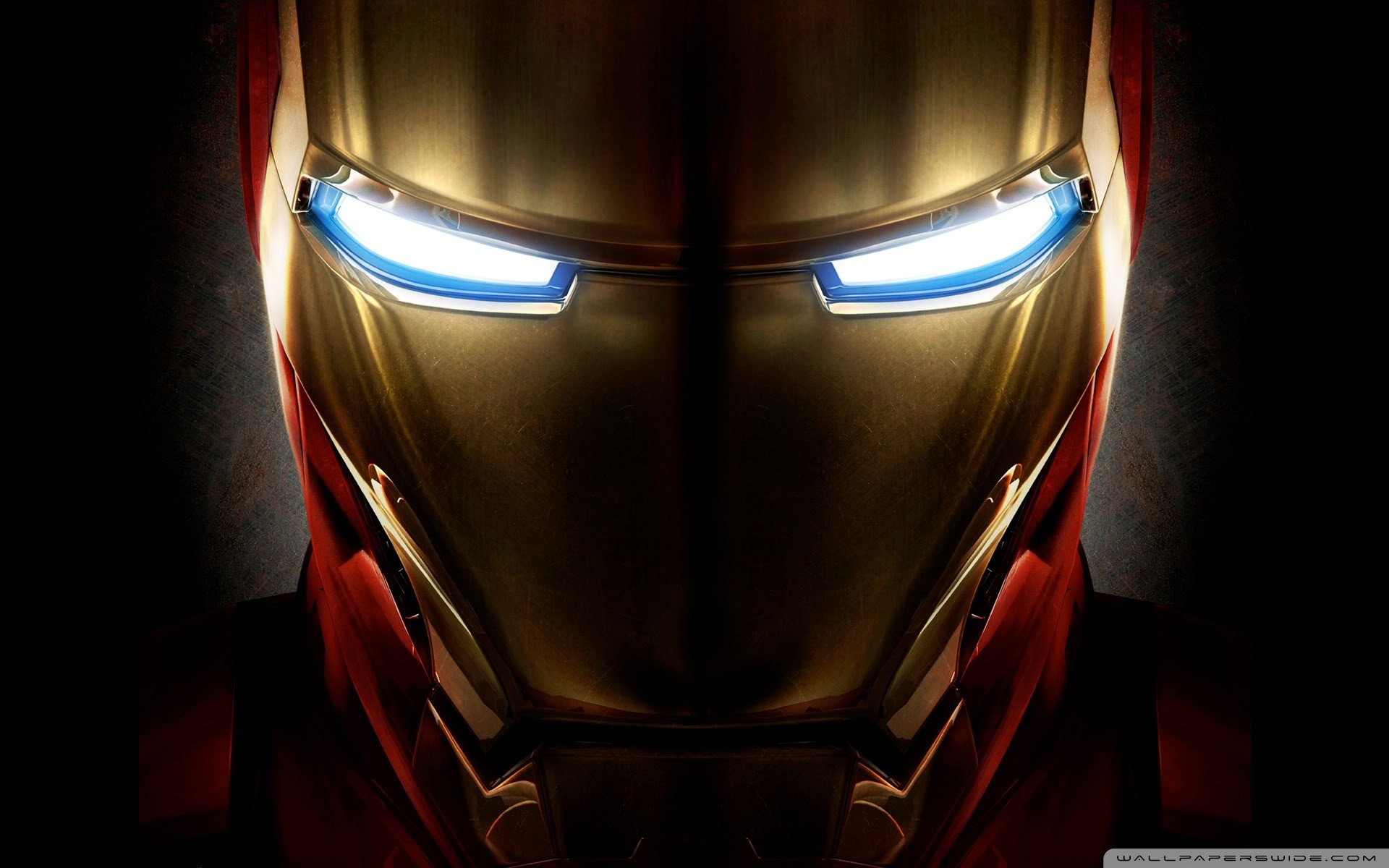 Iron Man, Casco, Occhi luminosi, Primo piano, 16:10 Full HD, sfondo widescreen